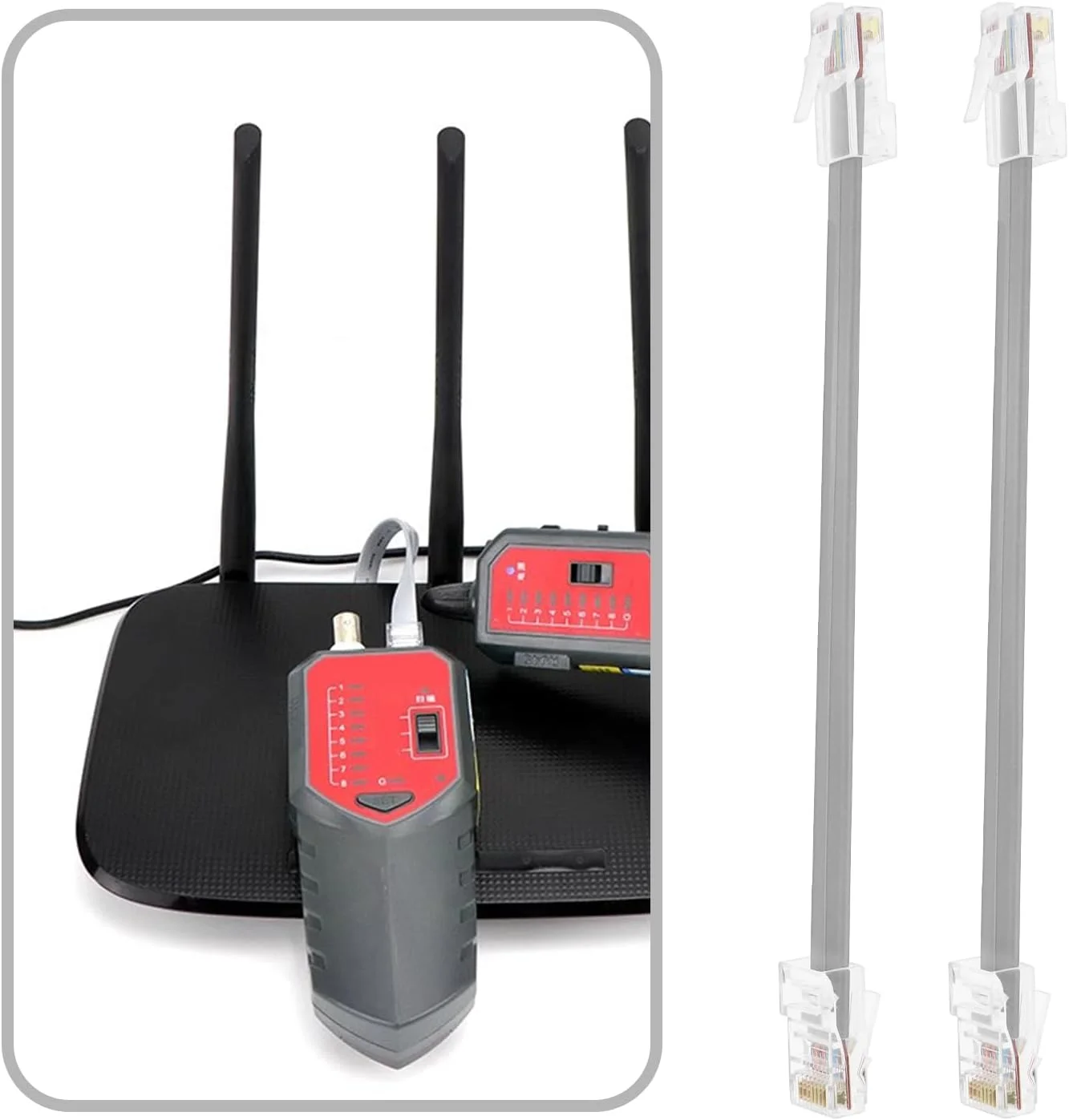 دو مجموعه کابل جایگزین برای تستر کابل شبکه LAN، کابل تست 16 سانتی متری خط تلفن با گیره های سوسماری کانکتور RJ11 RJ45