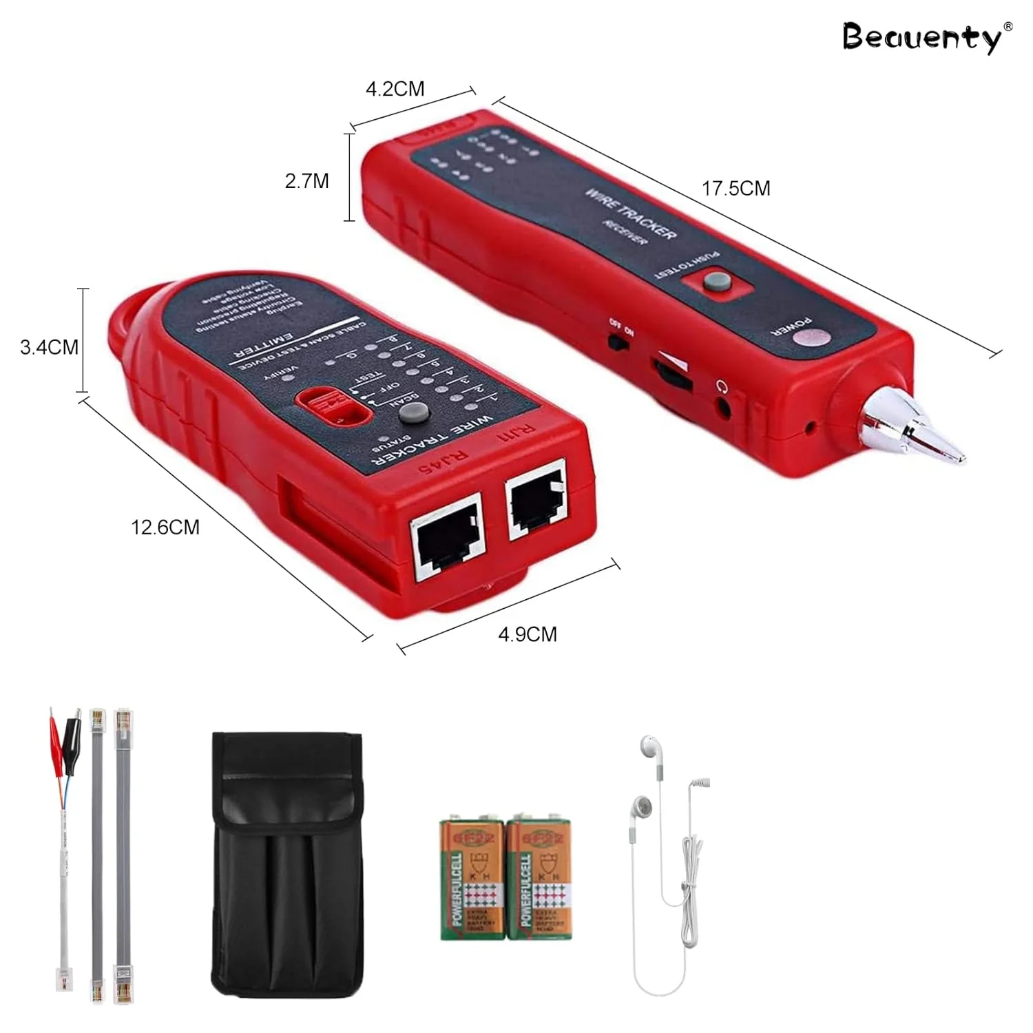 ردیاب خط تلفن Beauenty، ردیاب کابل شبکه LAN، ردیاب چند منظوره ضد تداخل برای RJ11 RJ45 Cat5 Cat6 (قرمز) ردیاب خط تلفن Beauenty، ردیاب کابل شبکه LAN، ردیاب چند منظوره ضد تداخل برای RJ11 RJ45 Cat5 Cat6 (قرمز)