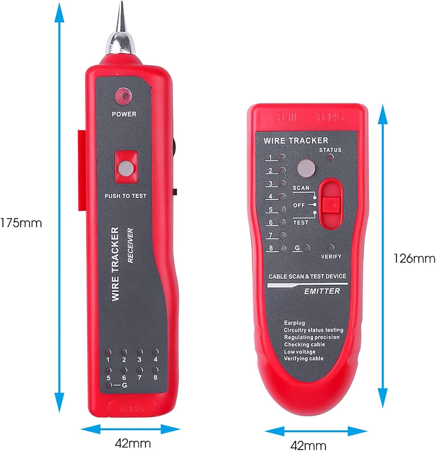 تستر کابل شبکه RJ45 RJ11، ردیاب کابل، یابنده خط، تستر سیم با گوشی و ابزار برای تست خط تلفن، مرتب سازی کابل، مرتب سازی نگهداری شبکه