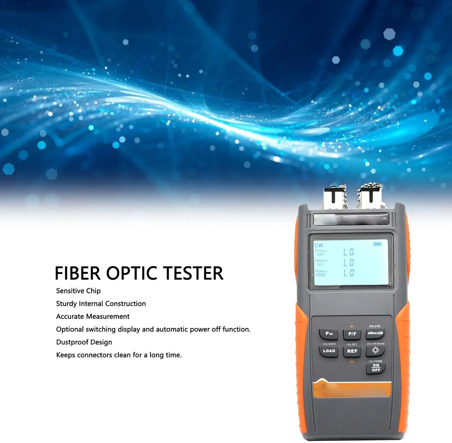 تستر کابل فیبر نوری، دستگاه قابل حمل PON با کانکتورهای FC SC و نشانگر بصری خرابی 2 مگاواتی