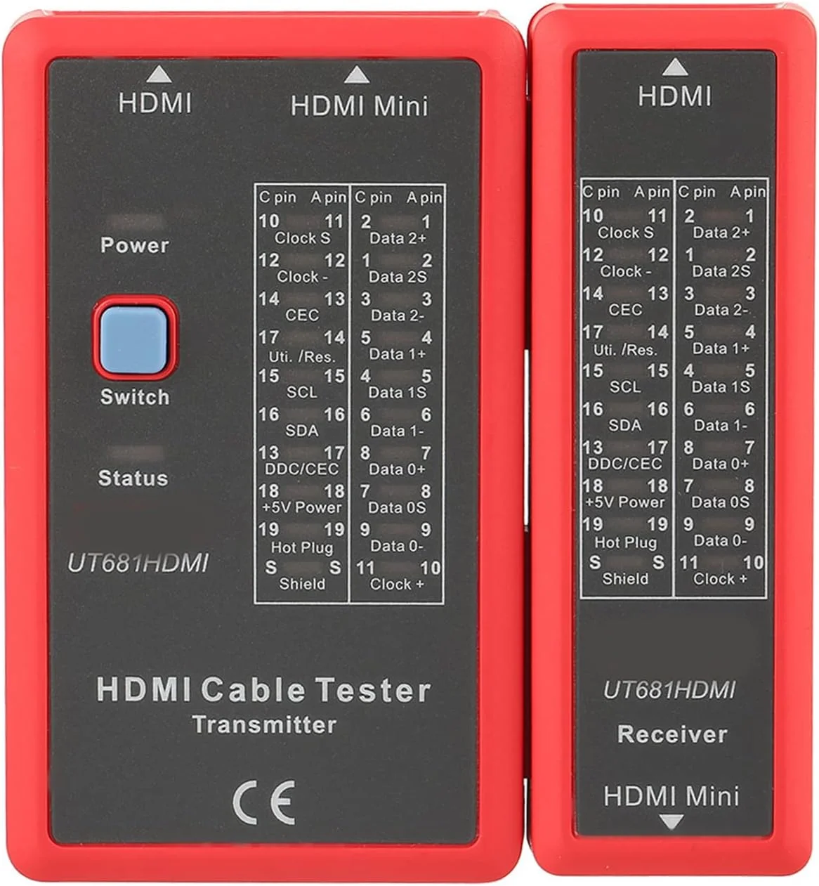 تستر کابل داده مینی HDMI مدل UT681HDMI با نشانگر وضعیت 20LED، تستر کابل شبکه قابل حمل با کیفیت بالا، اتصالات مینی HDMI