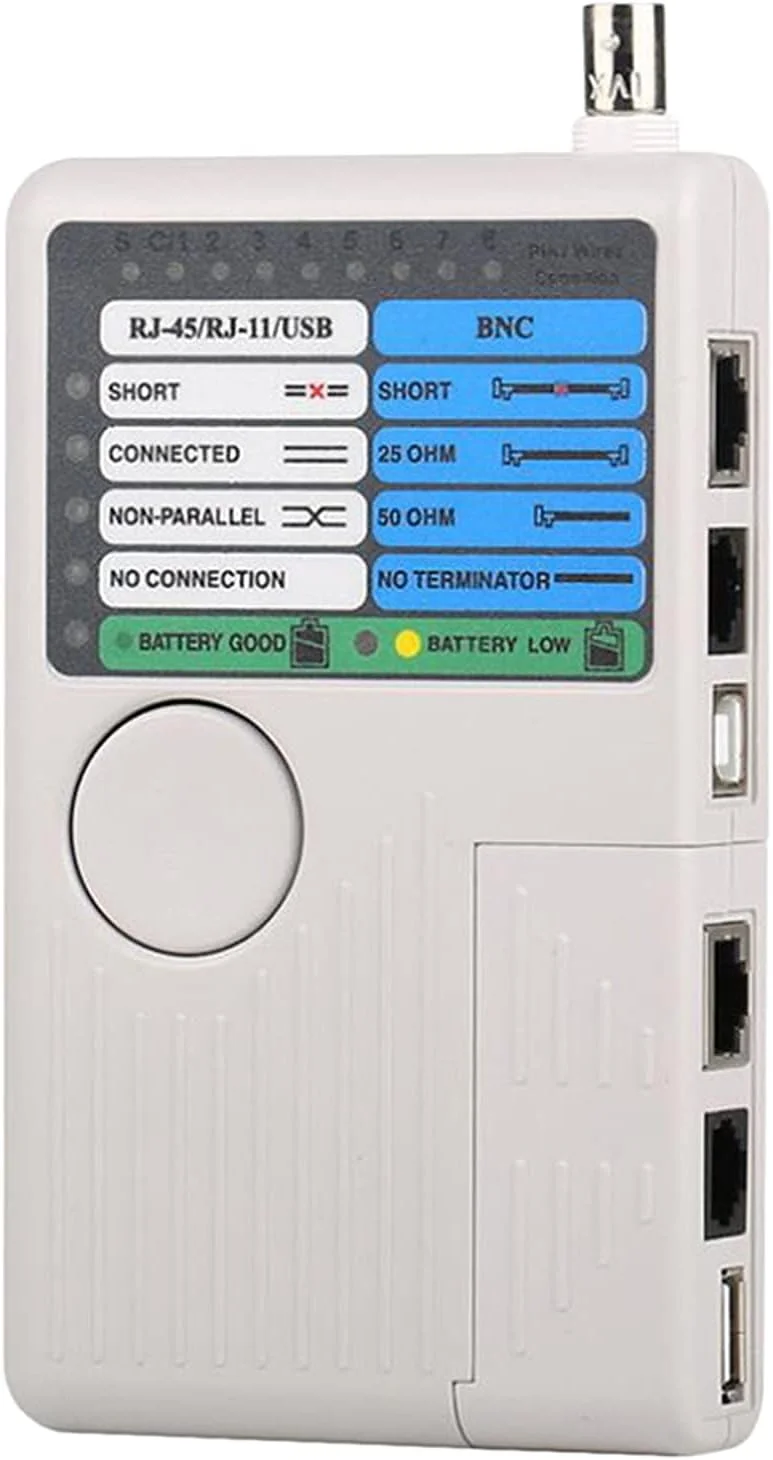 تستر کابل شبکه 4 در 1 RJ45/RJ11/USB/BNC تستر سیم کابل LAN
