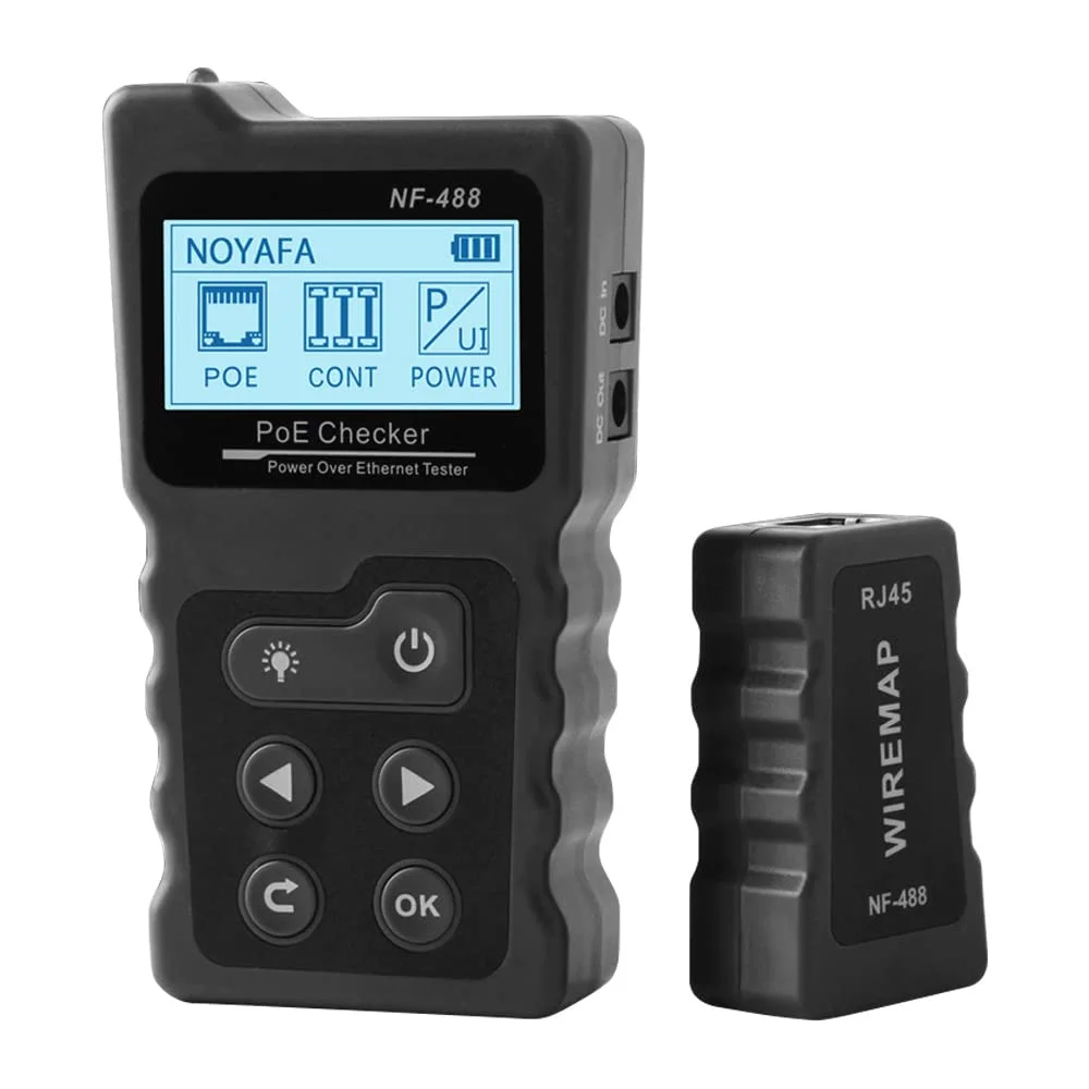 NF-488 تستر PoE، ردیاب کابل شبکه، تستر پیوستگی کابل شبکه RJ45 با تست حلقه/تست برق/عملکرد نور