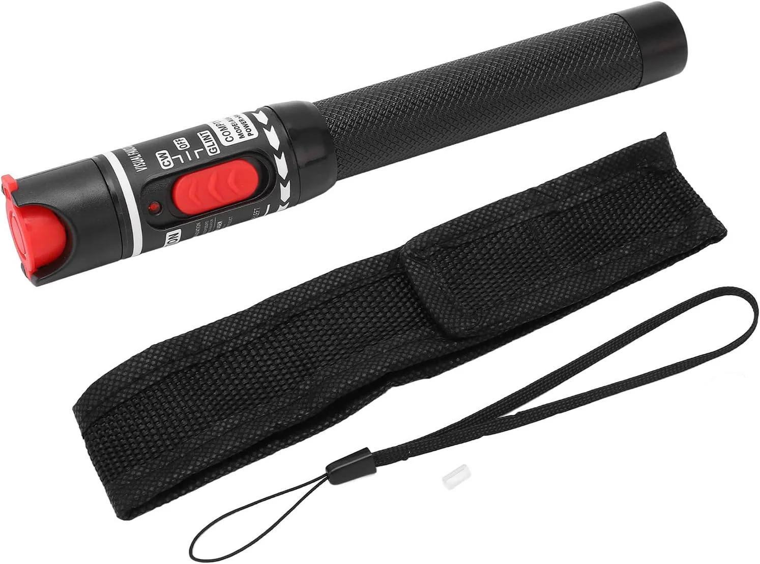 تستر مدارهای الکتریکی، قلم نور قرمز VFL 50 کیلومتری، نوع قلمی، ردیاب عیب یابی بصری فیبر غیر تماسی، آلیاژ آلومینیوم 50 مگاواتی، متر کابل فیبر نوری، برای کابل برق، کابل پارچه ای، کار در فضای باز