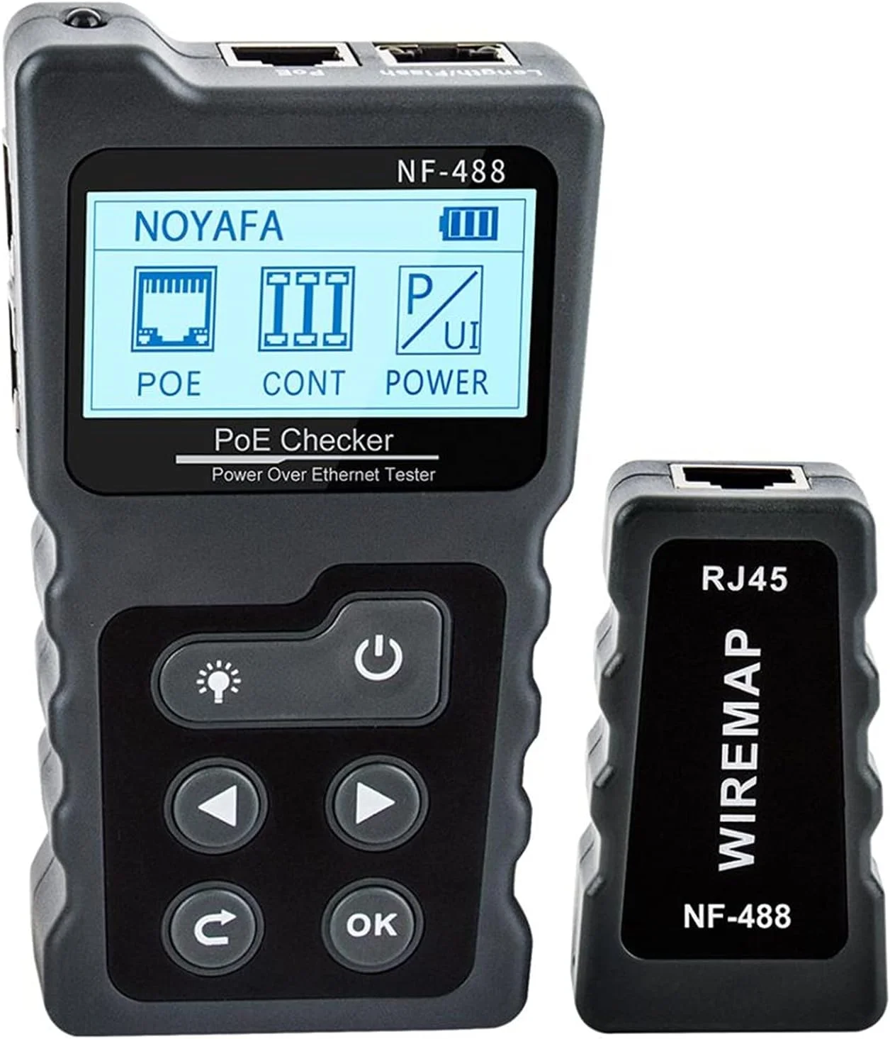 تستر کابل شبکه، ردیاب کابل با صفحه نمایش LCD، اندازه گیری طول کابل LAN، ابزار تست سیم کابل شبکه، اسکن خط، تستر سیم کشی (رنگ: NF-488)