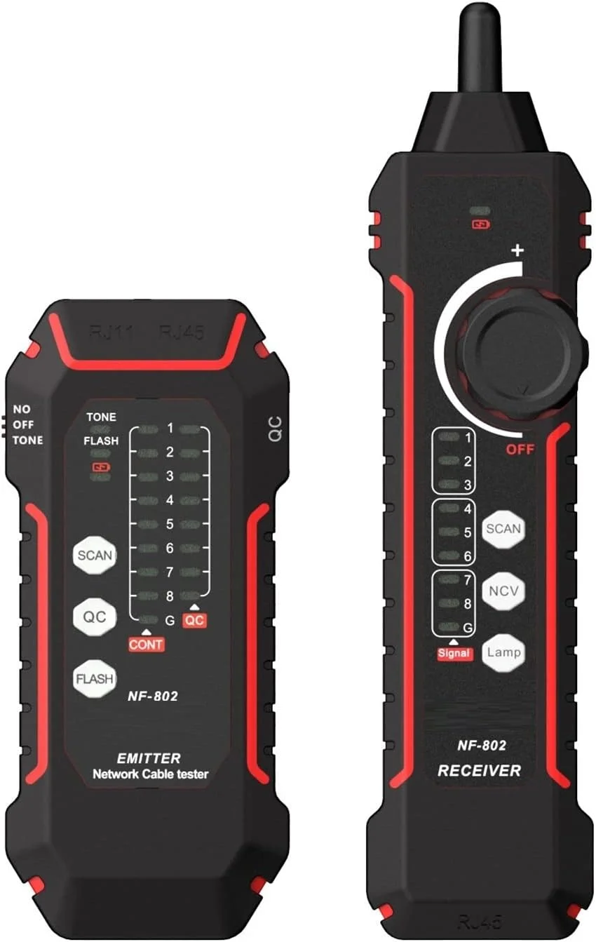 تستر فیبر نوری NF-802، ردیاب سیم شبکه، ردیاب کابل، ابزار تعمیر خط تلفن RJ45 RJ11 (رنگ: NF-802)