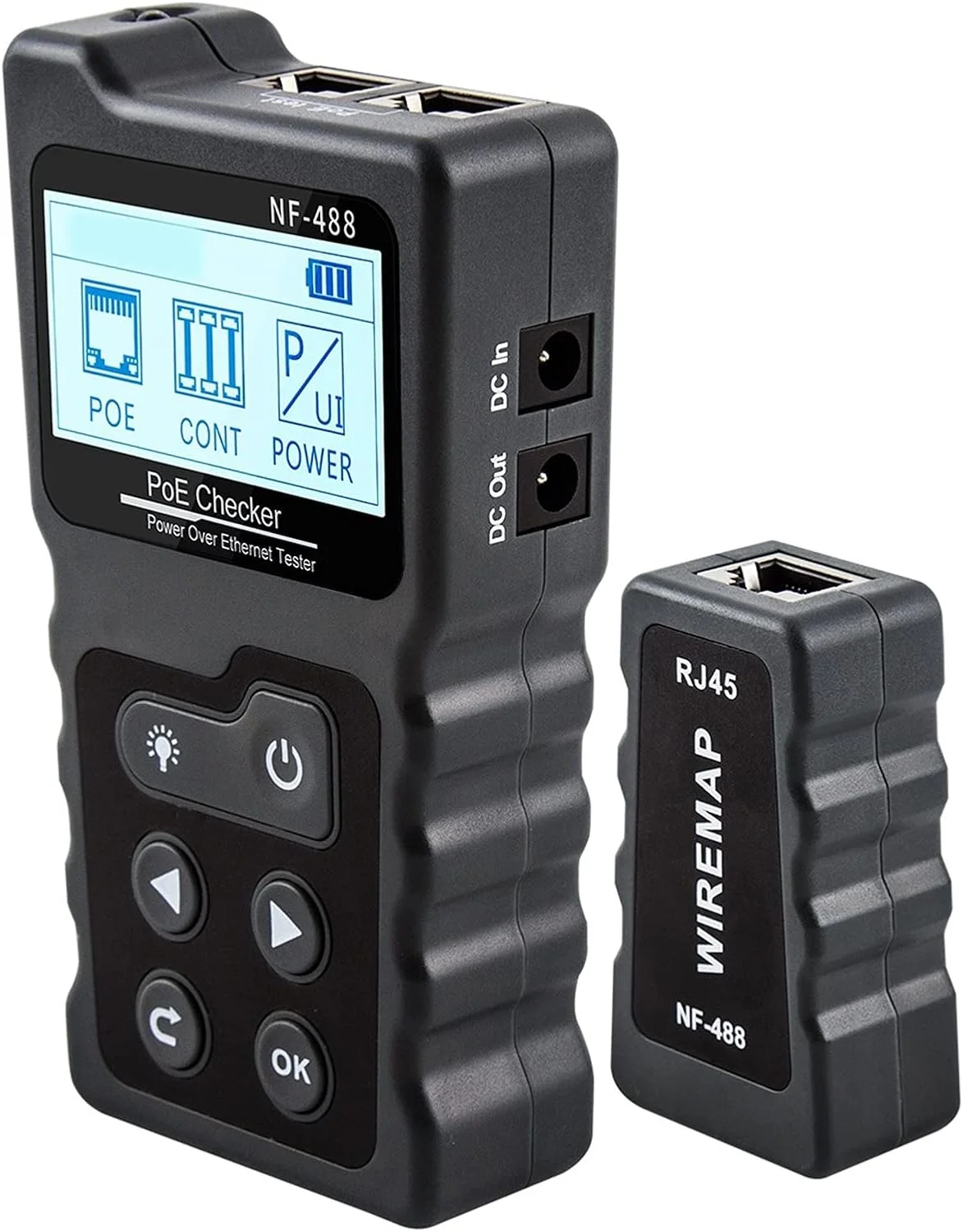 تستر کابل شبکه CROKAI، تستر کابل شبکه CAT5 CAT6 LAN، آشکارساز تستر سوئیچ POE، صفحه نمایش LCD، ابزار تستر کابل اترنت دیجیتال (رنگ: N-488)