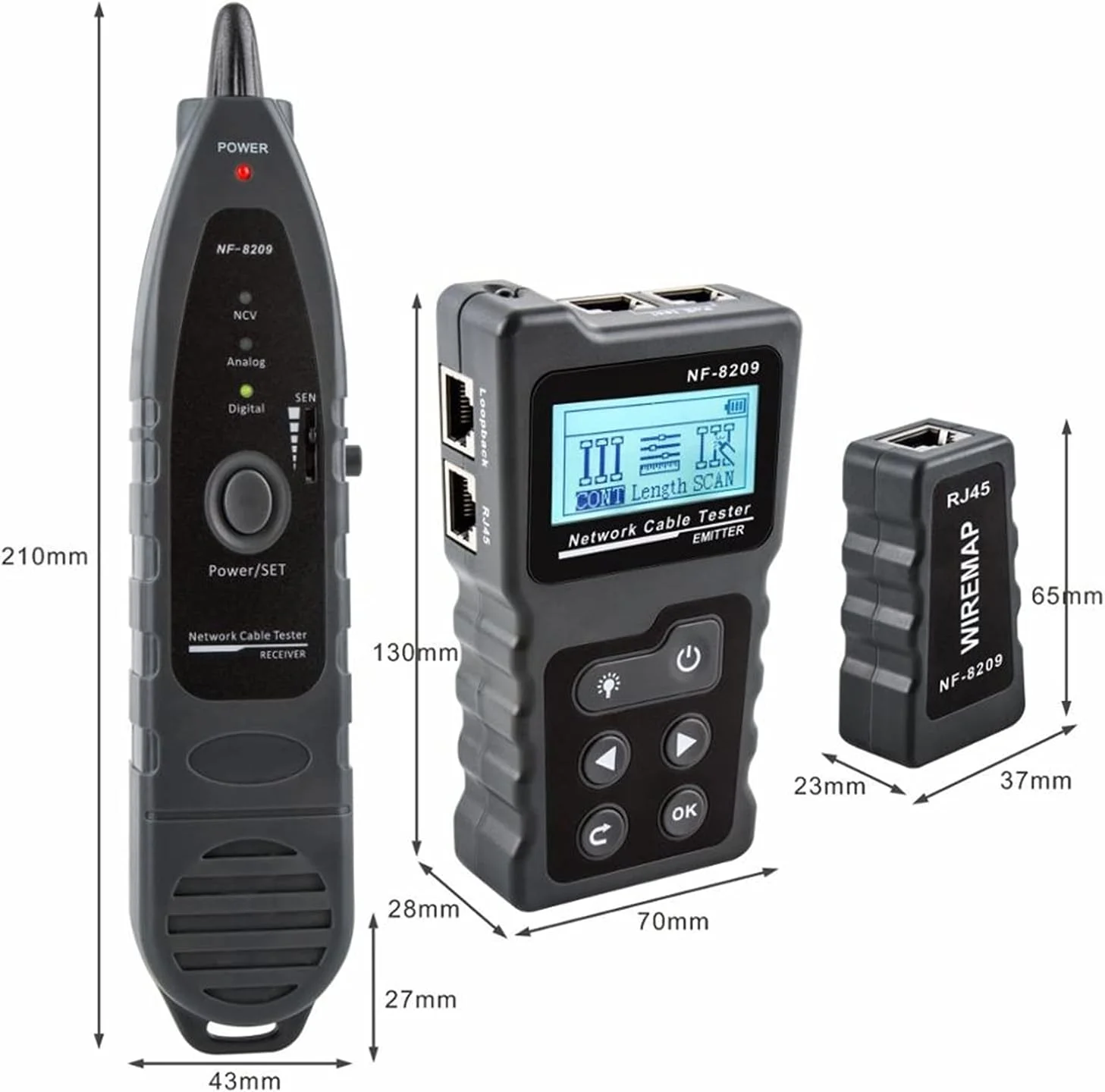 تستر کابل شبکه، ردیاب کابل با صفحه نمایش LCD، اندازه گیری طول کابل LAN، ابزار تست سیم کابل شبکه، اسکن خط، تستر سیم کشی (رنگ: NF-488) تستر کابل شبکه، ردیاب کابل با صفحه نمایش LCD، اندازه گیری طول کابل LAN، ابزار تست سیم کابل شبکه، اسکن خط، تستر سیم کشی (رنگ: NF-488)