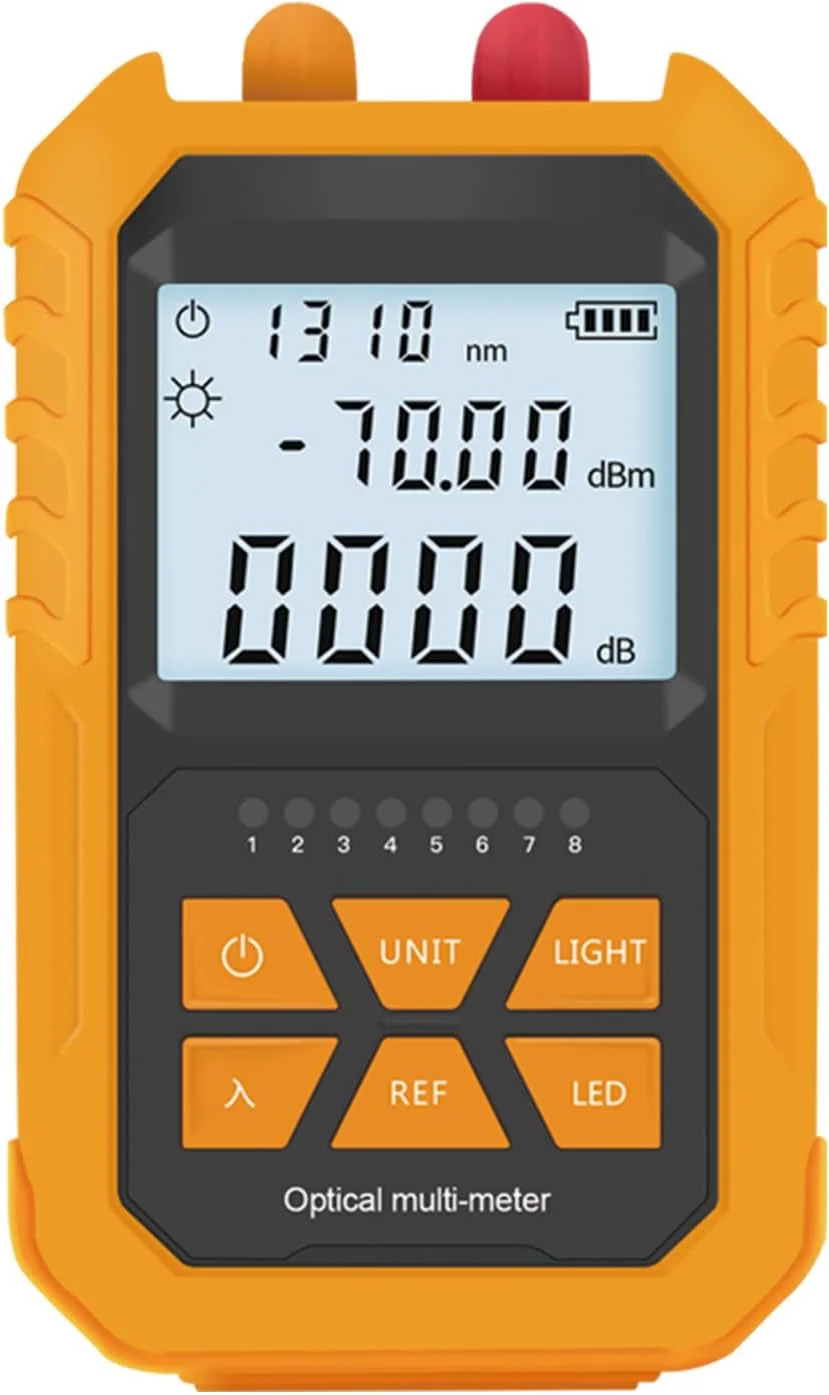 توان سنج نوری دستی با نور قرمز 5 کیلومتری -70~+3dBm، تستر توان نوری کوچک، تستر کابل شبکه، توان سنج نور دیجیتال قابل حمل با 7 طول موج نوری اختیاری