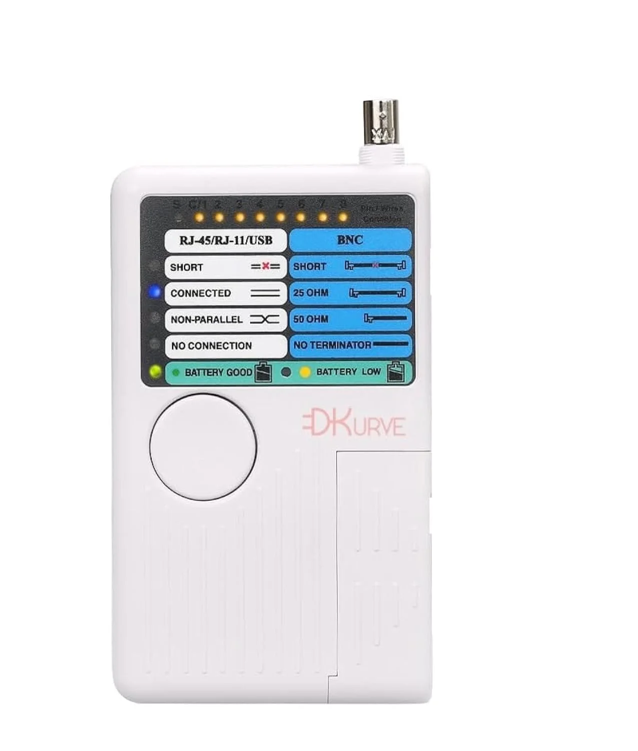 تستر کابل شبکه DKURVE RJ11 RJ45 BNC ریموت Cat5 Cat6 اترنت چند منظوره حرفه ای 4 در 1