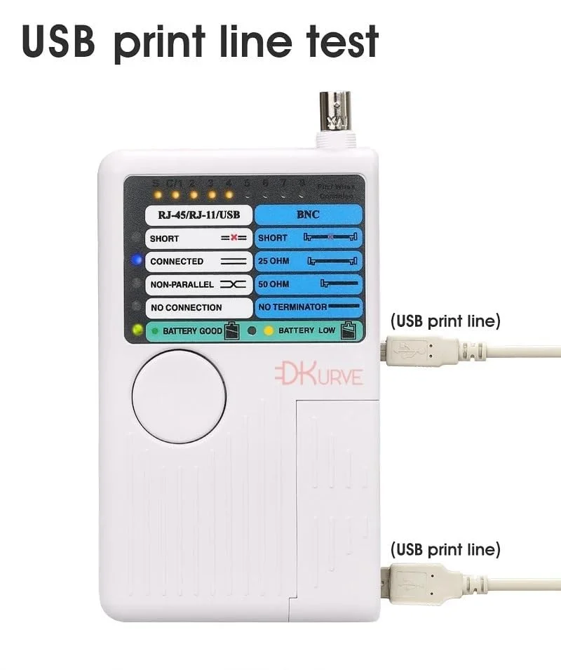 تستر کابل شبکه DKURVE RJ11 RJ45 BNC ریموت Cat5 Cat6 اترنت چند منظوره حرفه ای 4 در 1