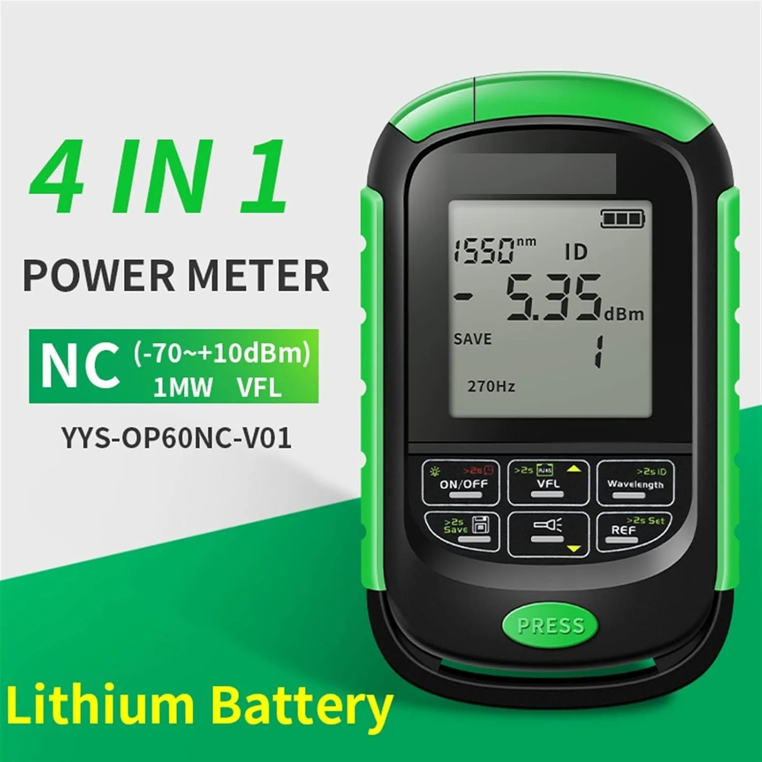 تستر فیبر نوری 4 در 1 با باتری لیتیومی، توان سنج نوری، ردیاب بصری عیب یابی 5km 15km 30km، تست کابل شبکه، تستر فیبر نوری با چراغ LED