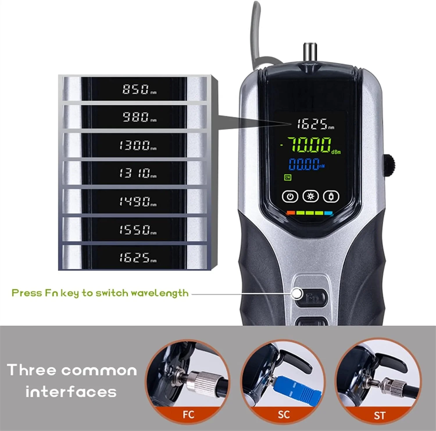 تستر فیبر نوری، توان سنج نوری، مکان یاب عیب بصری، تستر کابل شبکه G710 LCD فیبر نوری محدوده اندازه گیری -70 تا 10dBm