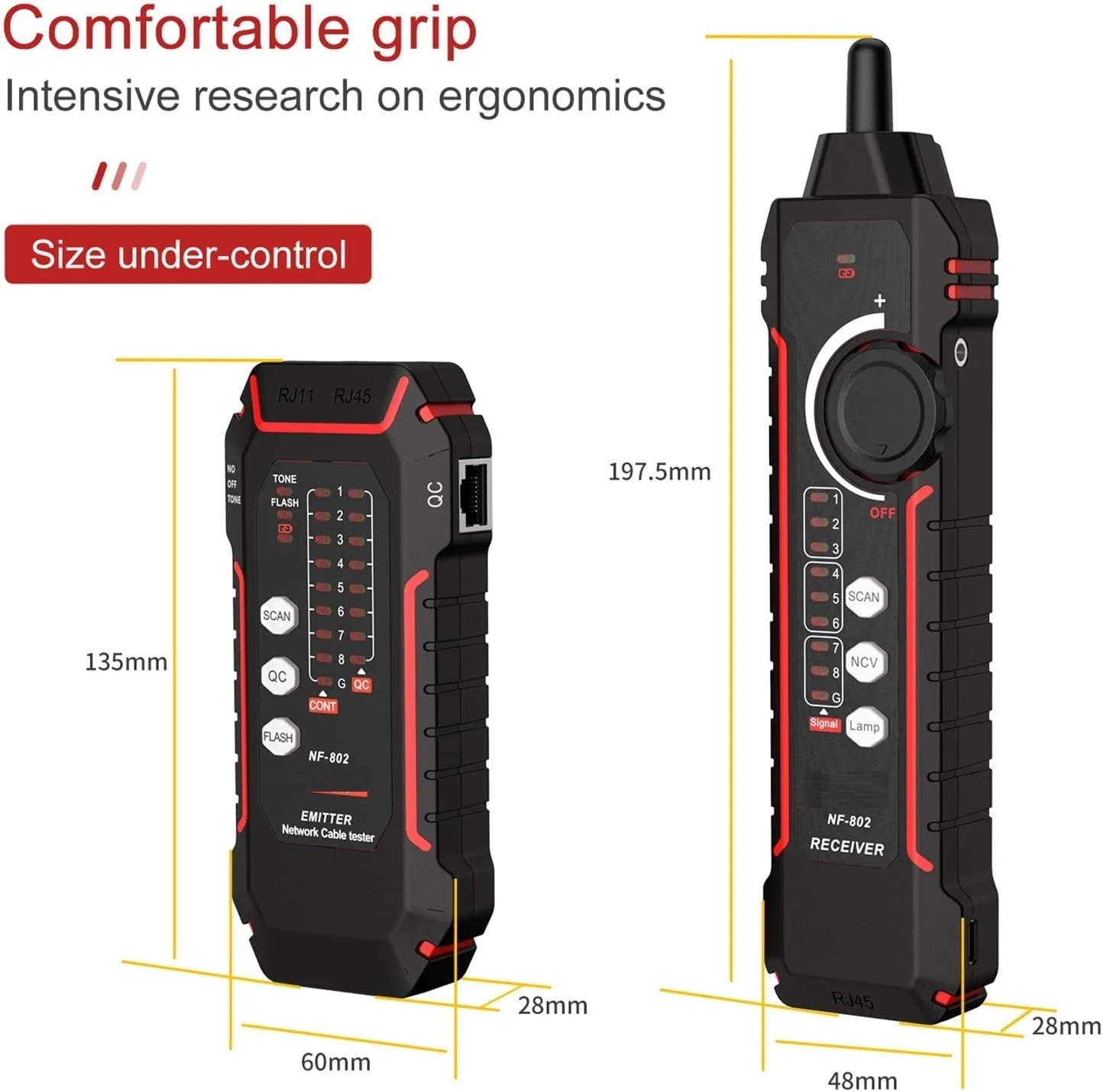 تستر فیبر نوری DOKGRYD مدل NF-802، تستر و ردیاب کابل چند منظوره RJ11 RJ45 Cat5 Cat6 LAN اترنت، یابنده سیم تلفن، تست PoE