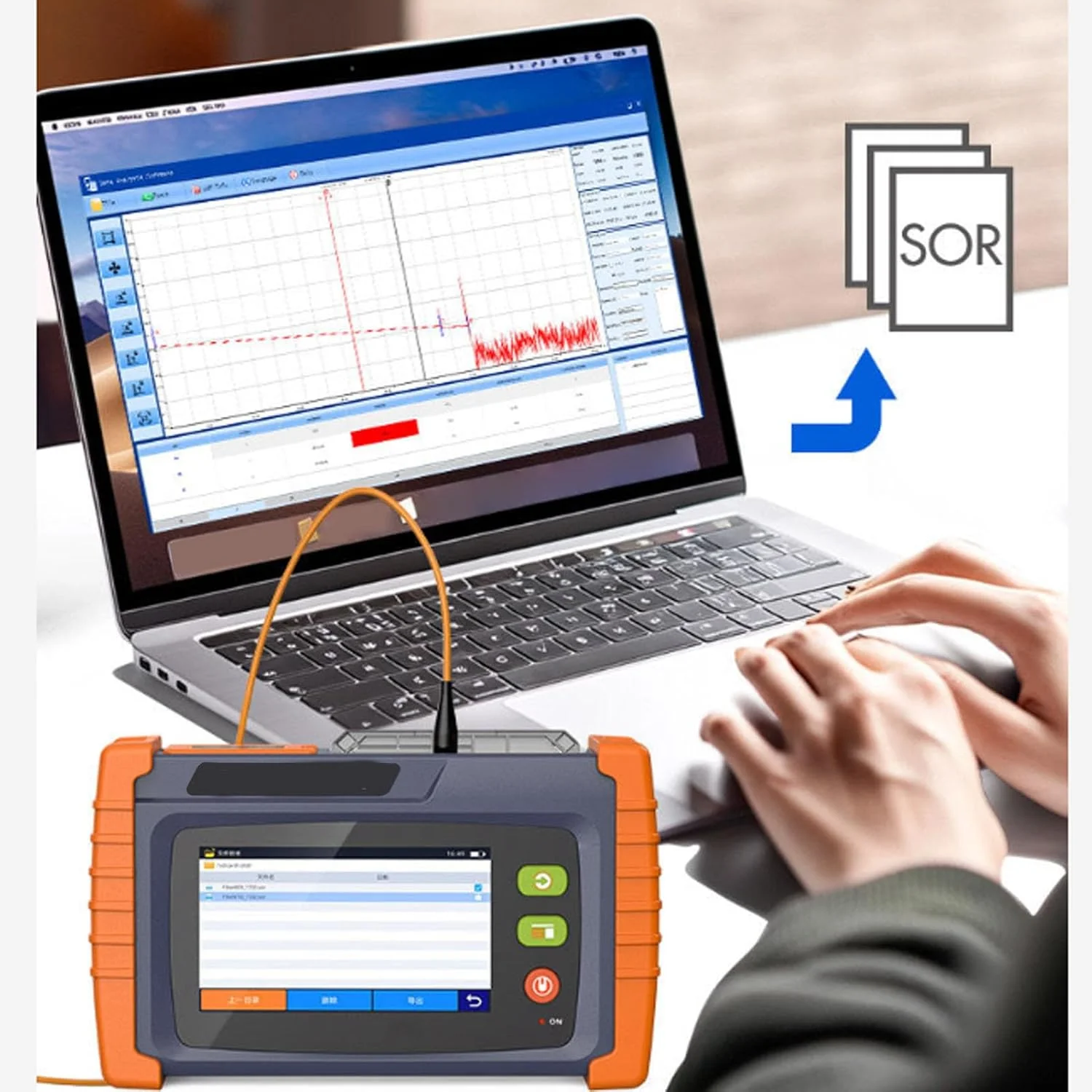 تستر فیبر نوری OTDR ایوجگوو، تستر کابل نوری صفحه لمسی 4.3 اینچی با صفحه نمایش LCD با وضوح بالا برای تشخیص نقطه شکست فیبر