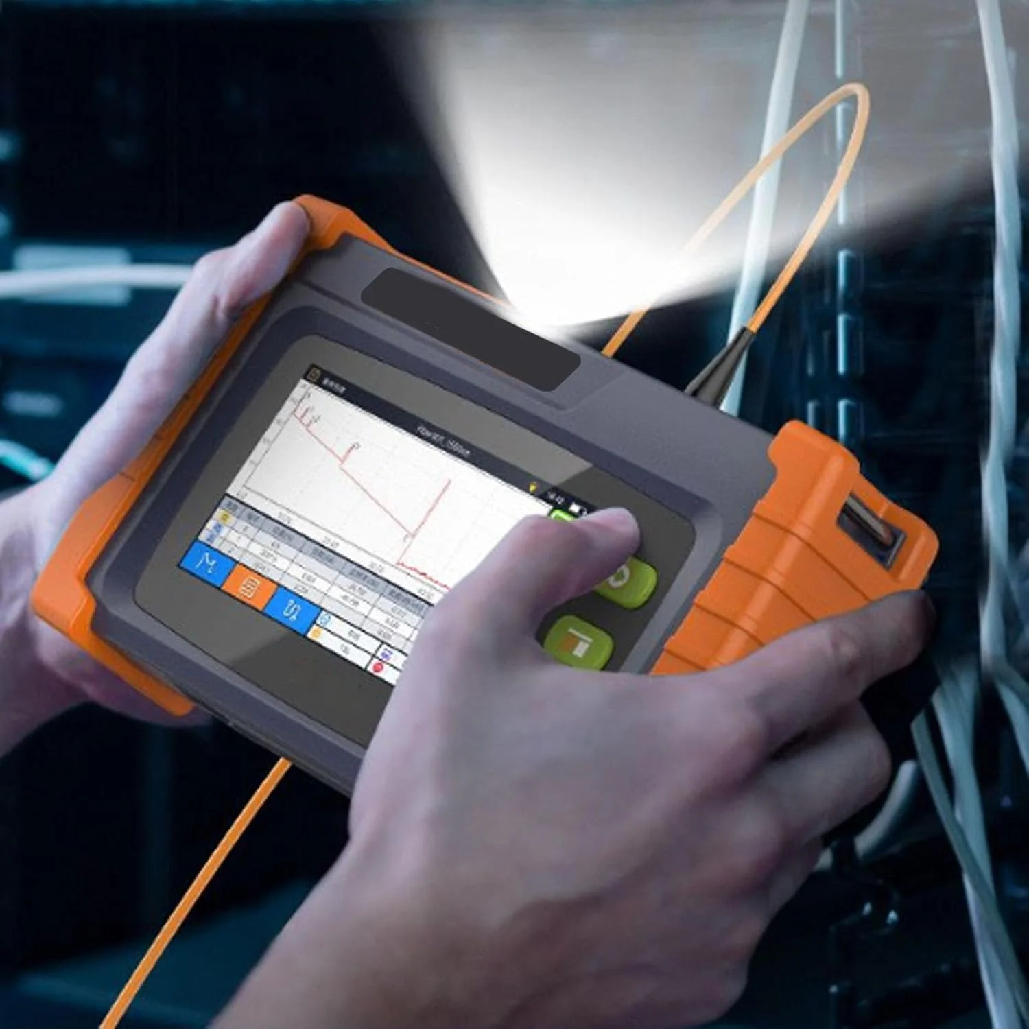 تستر فیبر نوری OTDR ایوجگوو، تستر کابل نوری صفحه لمسی 4.3 اینچی با صفحه نمایش LCD با وضوح بالا برای تشخیص نقطه شکست فیبر