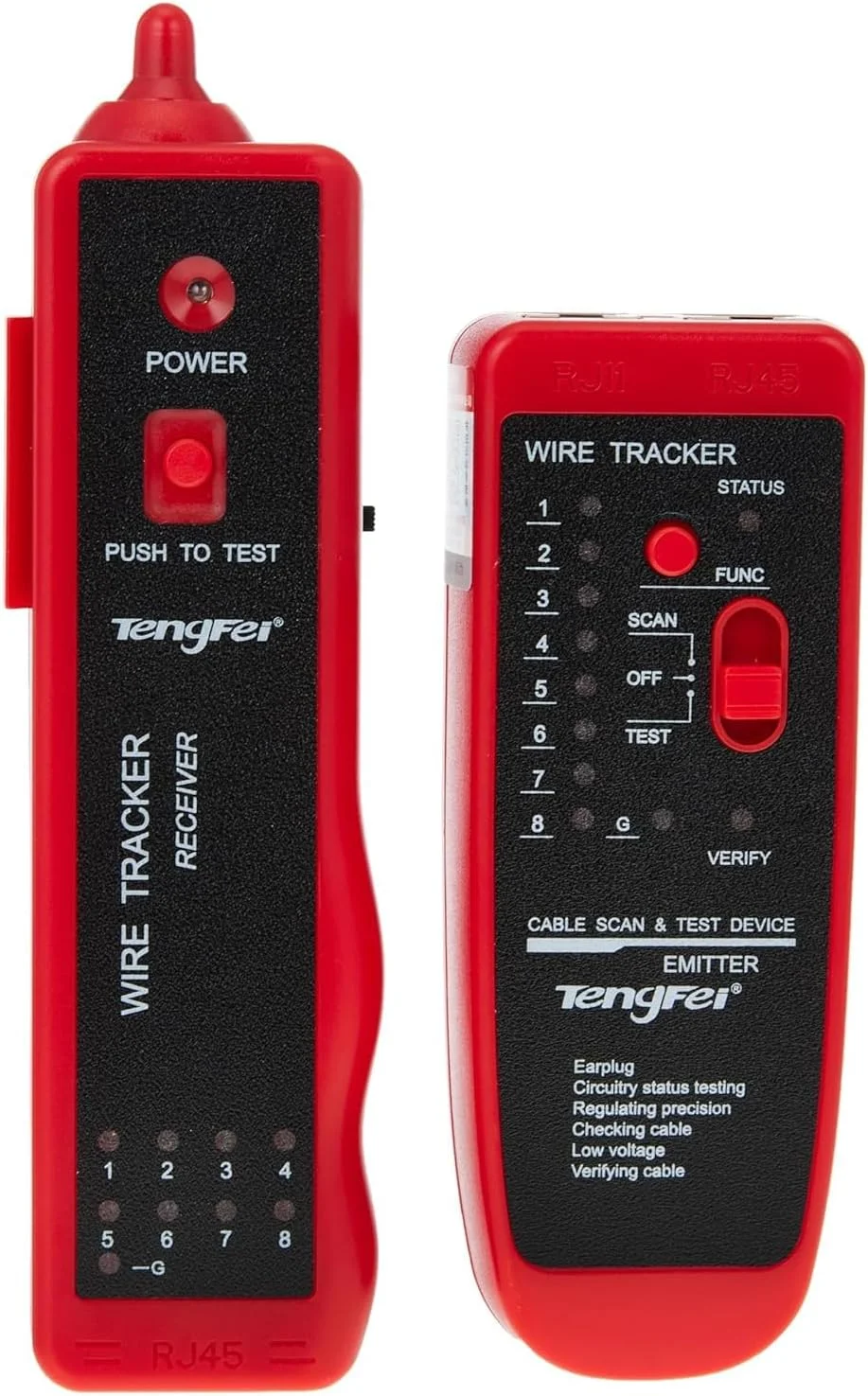 ردیاب سیم ECVV، یابنده خط شبکه، تستر کابل تلفن RJ11 RJ45، ردیاب تشخیص دهنده، کیت تُن، قرمز، TF-008A