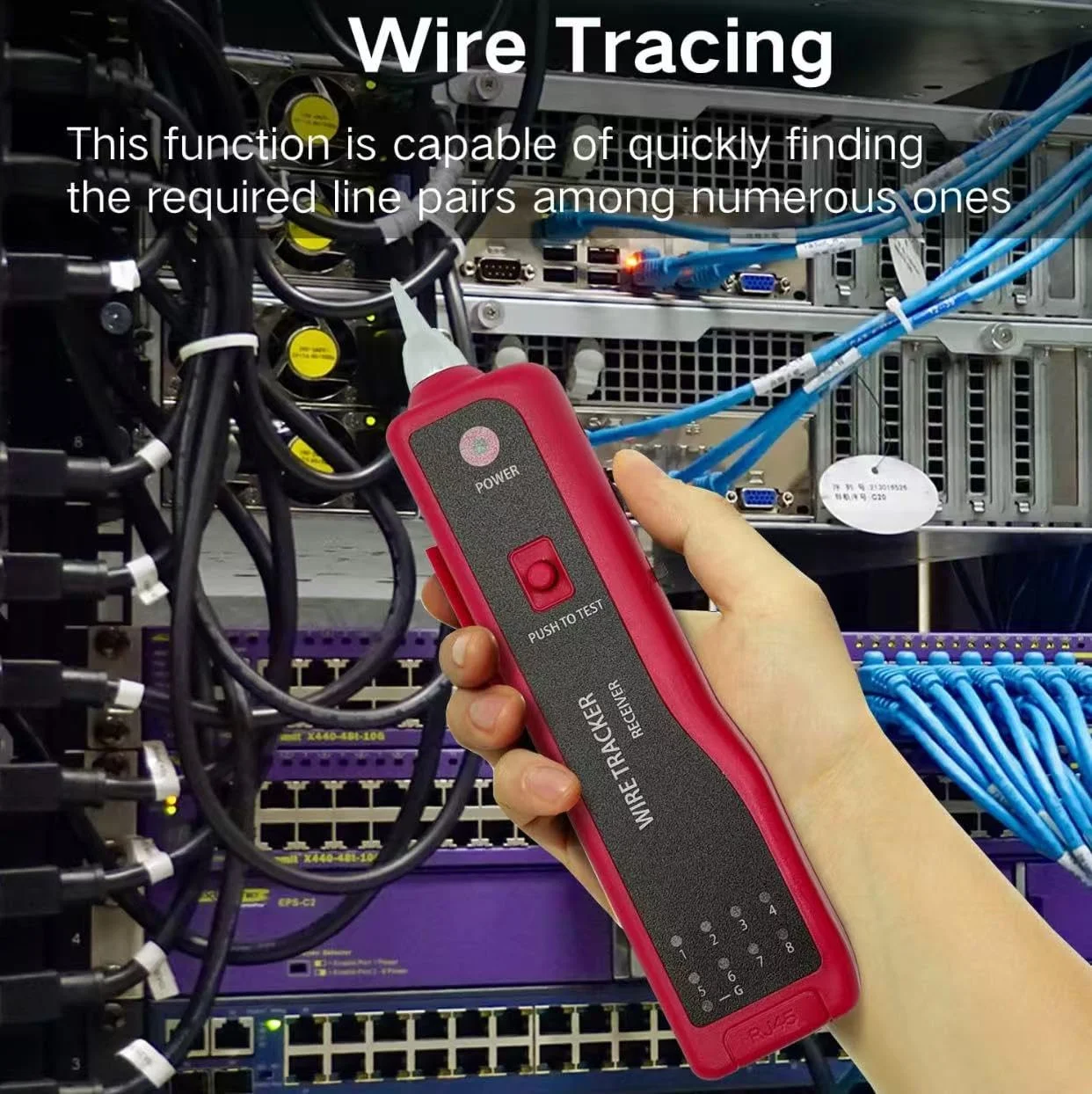 ردیاب سیم RJ11 RJ45، ردیاب چند منظوره کابل شبکه اترنت LAN، تستر خط تلفن، بررسی تداوم (قرمز)