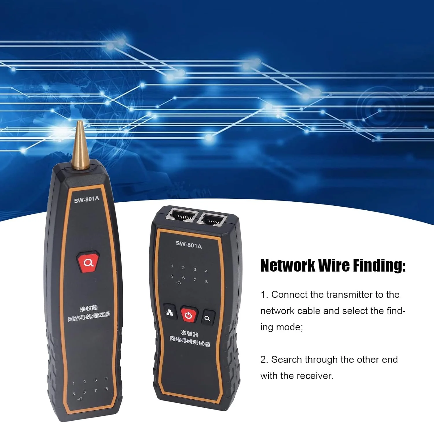 تستر کابل ردیاب سیم تستر کابل شبکه ردیاب کابل اترنت کیت ردیاب خط یاب کابل برای ردیابی سیم، تطبیق کابل شبکه، بررسی تداوم