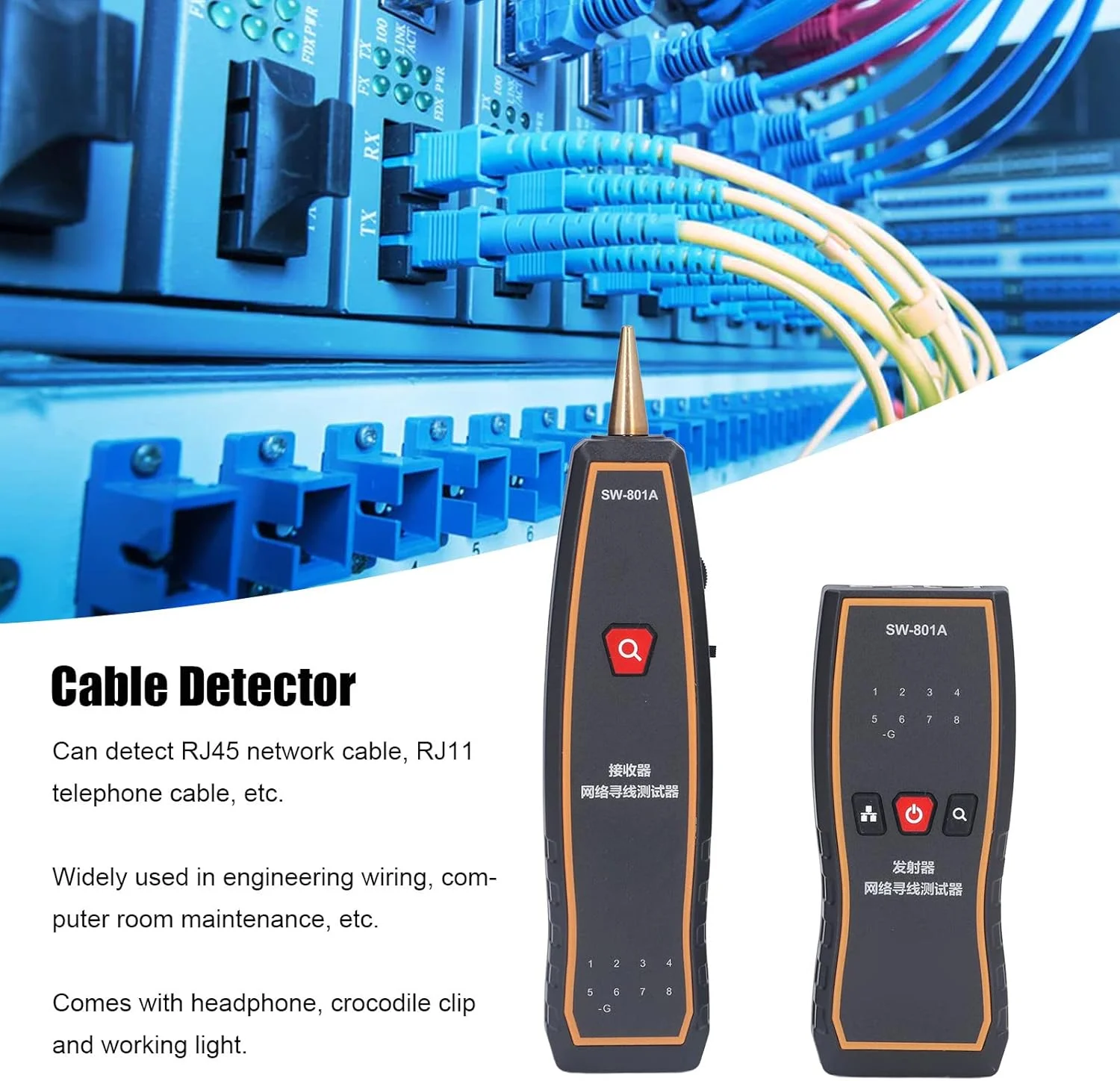 تستر کابل ردیاب سیم تستر کابل شبکه ردیاب کابل اترنت کیت ردیاب خط یاب کابل برای ردیابی سیم، تطبیق کابل شبکه، بررسی تداوم