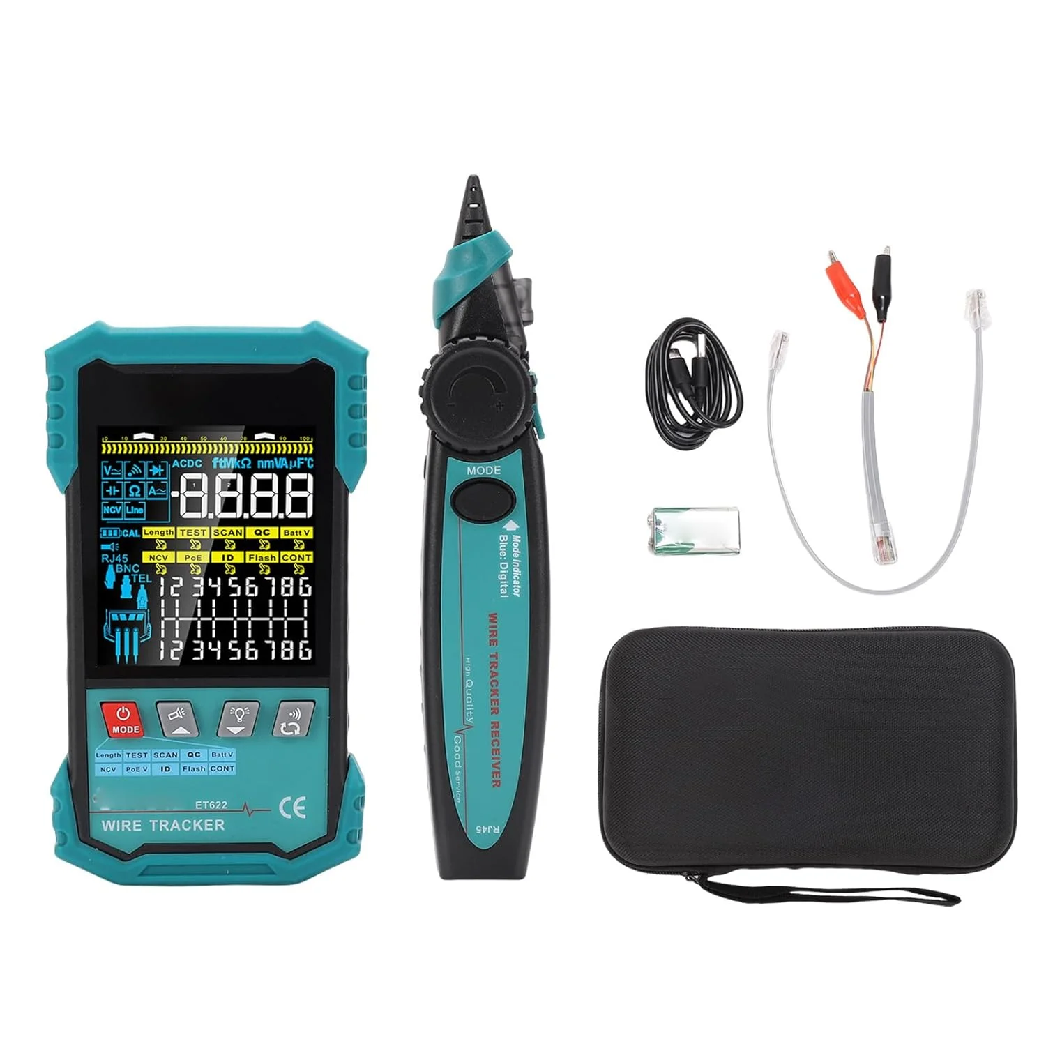 تستر کابل شبکه Eujgoov، ردیاب سیم RJ45 RJ11 با قابلیت تست طول 400 متری، تشخیص POE NCV و پورت اسکن