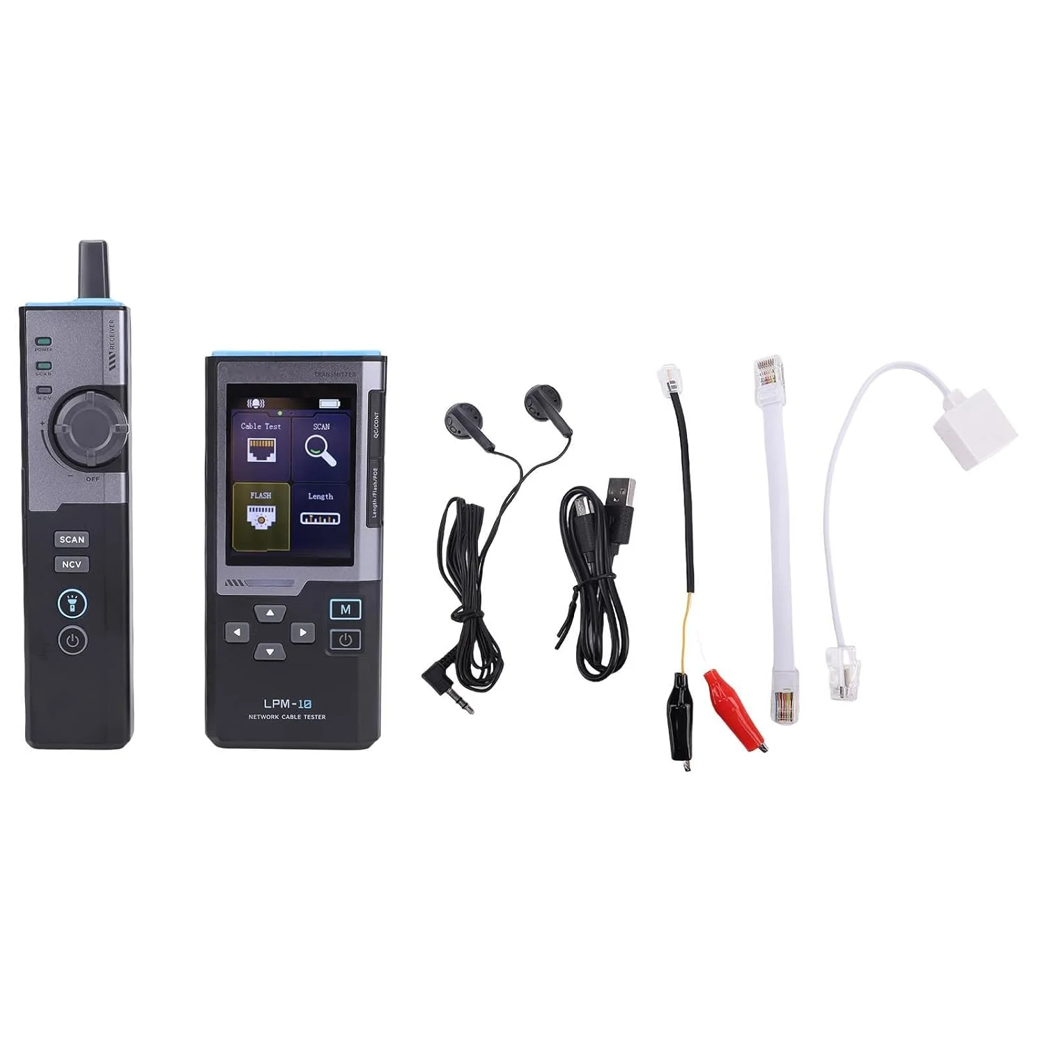 تستر کابل اترنت Eujgoov برای RJ45 RJ11 با قابلیت تشخیص خط، تست طول و بررسی اتصال