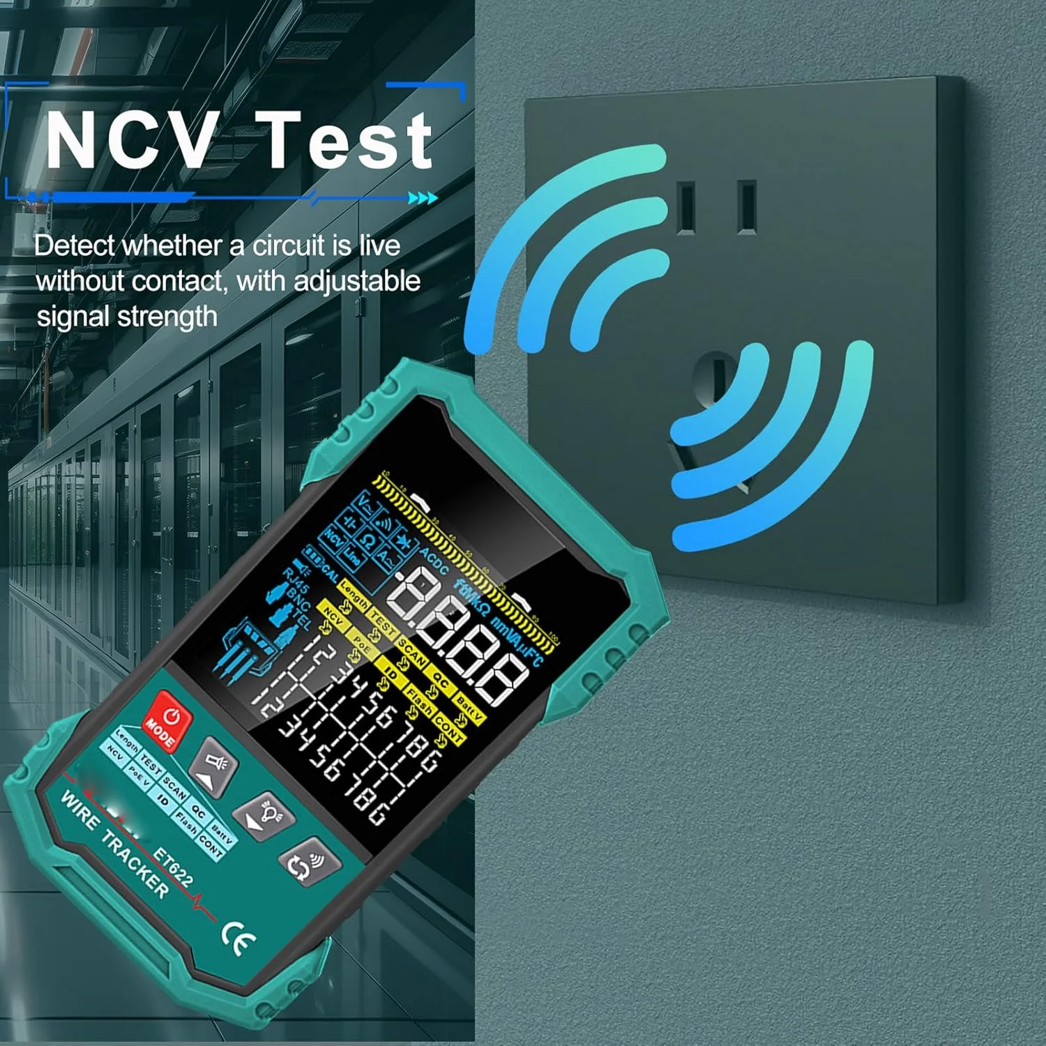 تستر کابل شبکه Eujgoov، ردیاب سیم RJ45 RJ11 با قابلیت تست طول 400 متری، تشخیص POE NCV و پورت اسکن