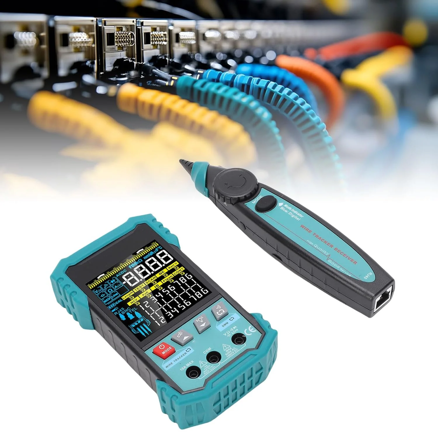 تستر کابل شبکه LAN مدل Eujgoov + مولتی متر، ردیاب سیم RJ45 RJ11، تست طول 400 متری، تشخیص POE NCV، پورت برای اسکن شبکه