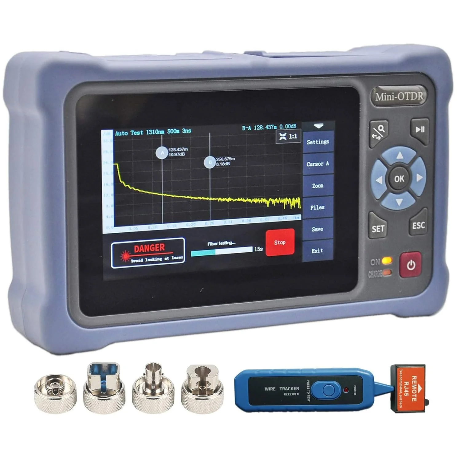 تستر فیبر نوری FAcoLL OTDR، رفلکتومتر فیبر نوری 1310/1550 نانومتر 26/24dB با صفحه لمسی 4.3 اینچی، ابزار تست کابل شبکه تستر کابل اترنت