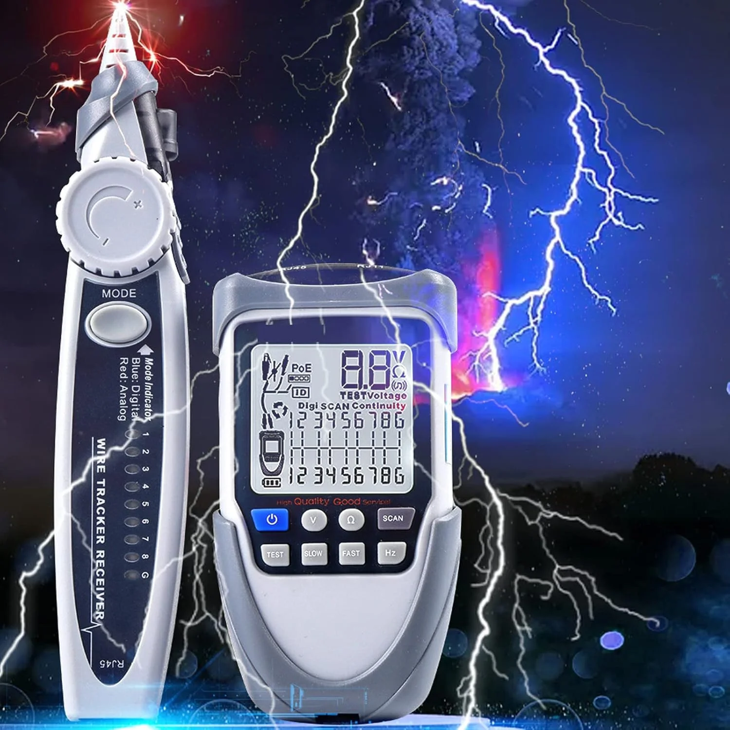 تستر کابل اترنت Fafeicy، تستر کابل چند منظوره با PoE برای نگهداری به همراه کیف