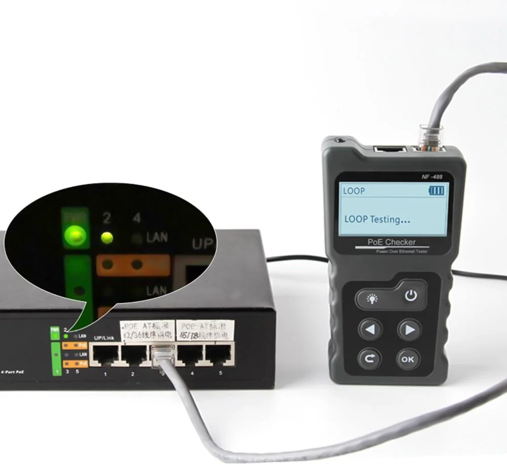 تستر کابل شبکه LCD چند منظوره Fawoonu، تستر ولتاژ PoE و تستر کابل
