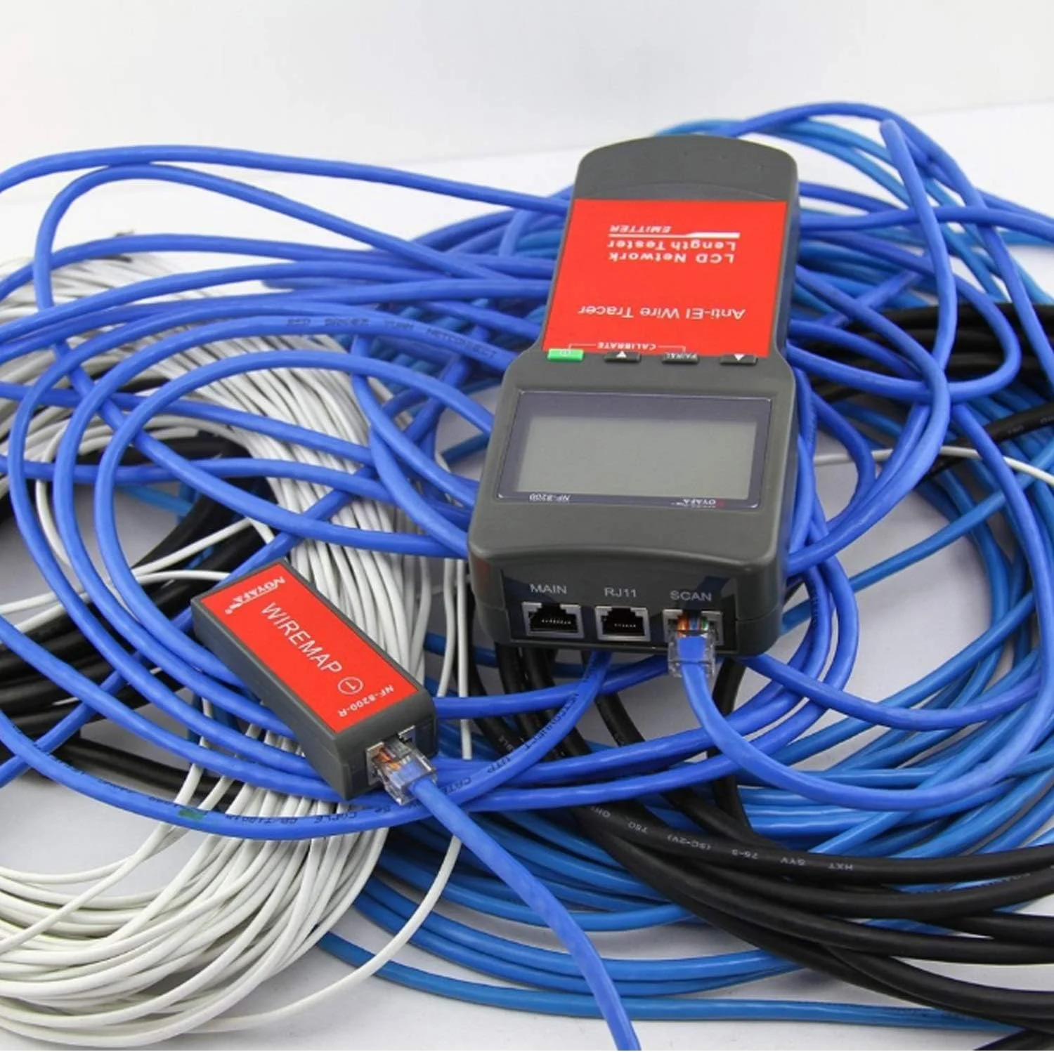 تستر کابل شبکه FURLOU NF-8200 LAN RJ45 ردیاب کابل سیم اترنت با صفحه نمایش LCD با نور پس زمینه