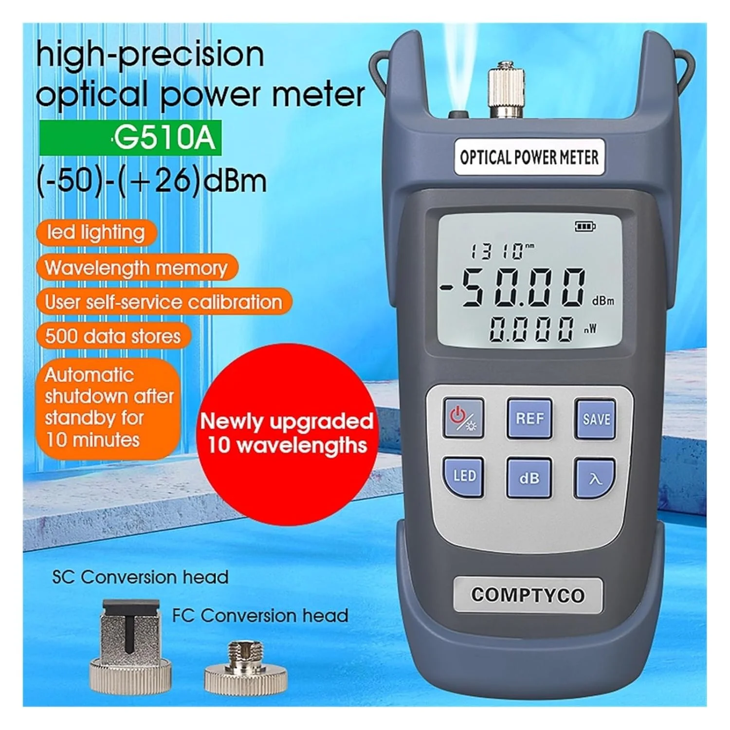 تستر کابل فیبر نوری و توان سنج فیبر نوری FTTH مدل G710A/G510A با کانکتور SC/FC با محدوده اندازه گیری 70- تا 10+ dBm / 50- تا 26+ dBm (مدل G510A)