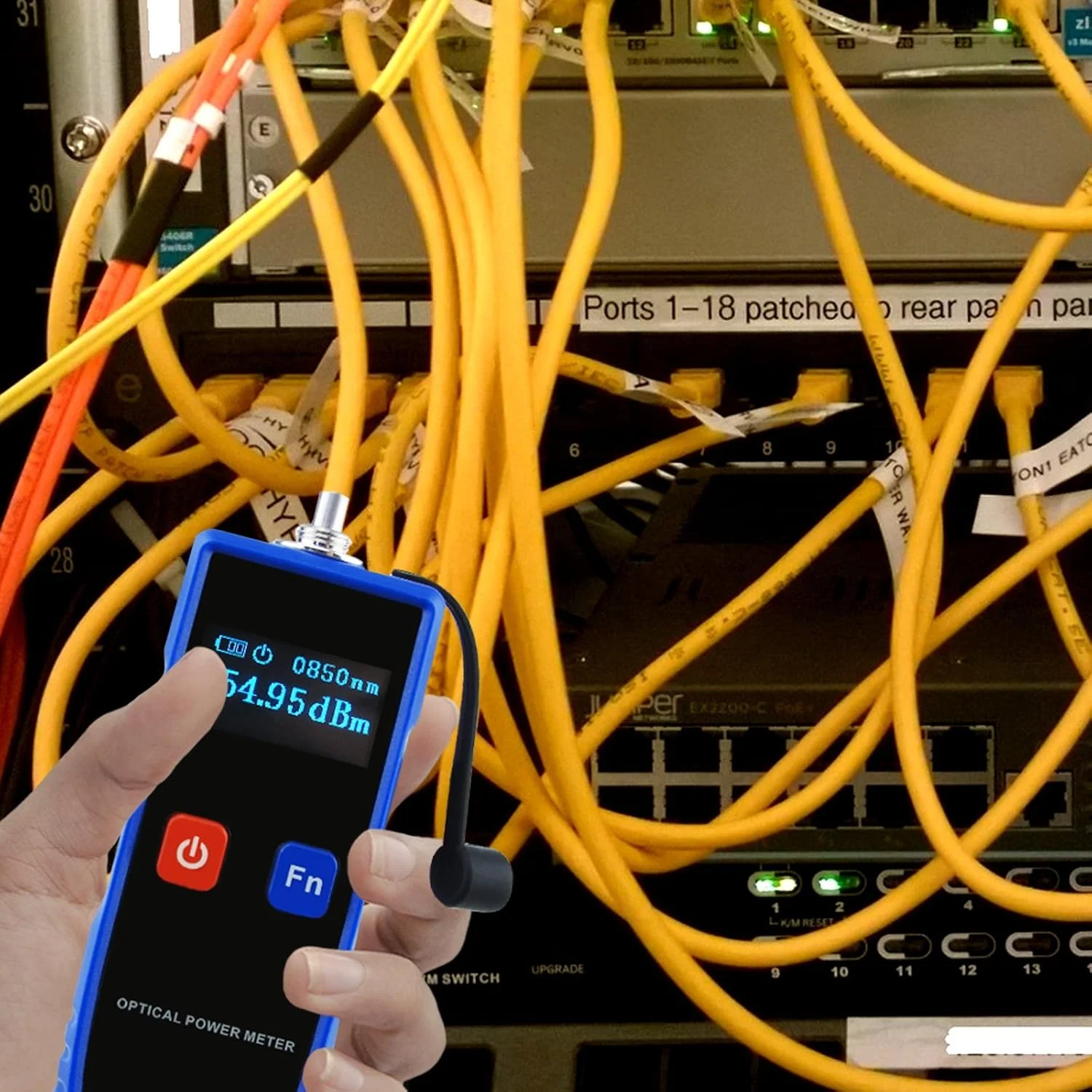 دستگاه سنجش توان نوری دیجیتال GAIN EXPRESS، محدوده -70 تا 6dBm با 6 طول موج نوری، تستر قابل حمل کابل فیبر نوری با مبدل FC برای FC/SC/ST