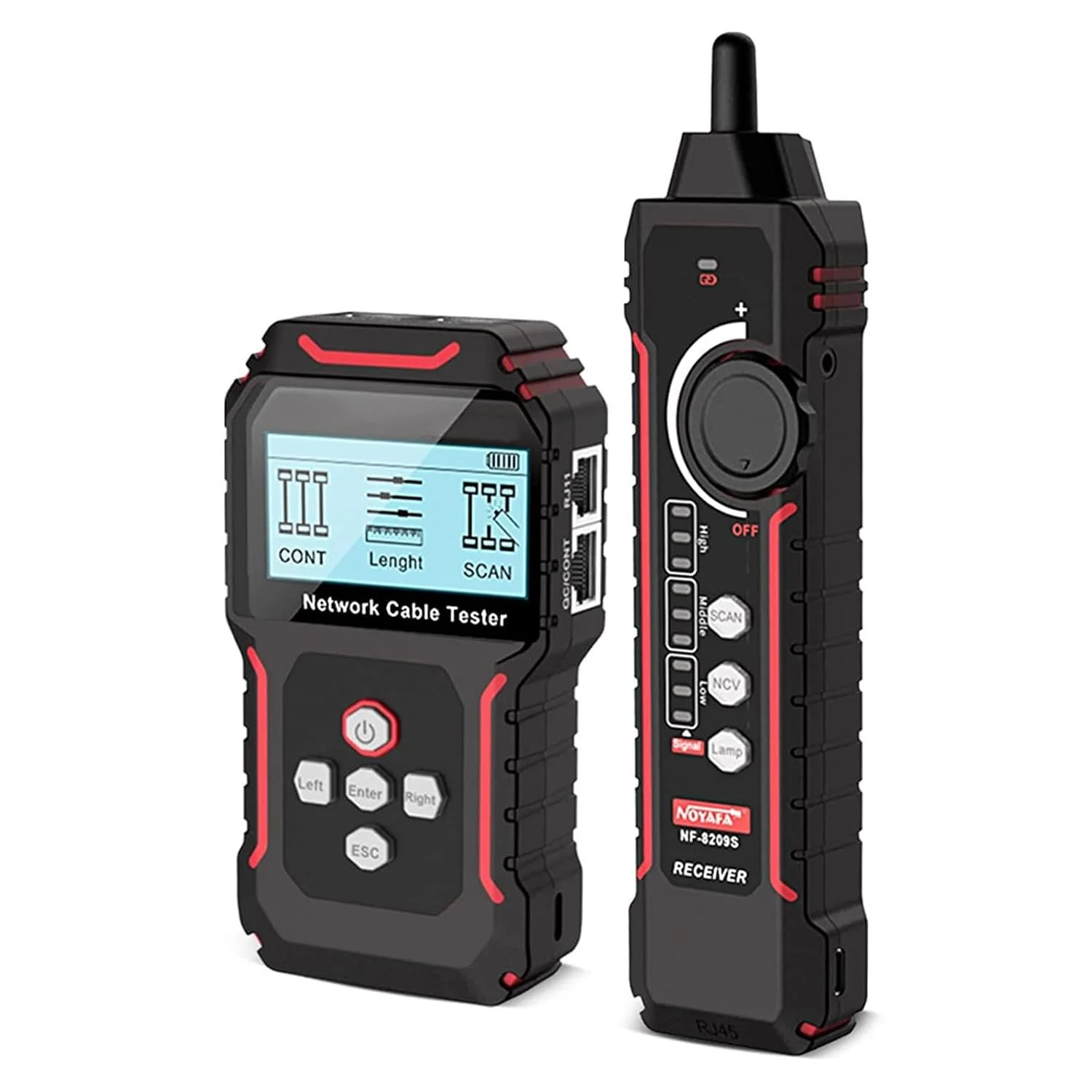 دستگاه ردیاب کابل شبکه GeRRiT، ابزار تست شبکه، نمایشگر LCD، اندازه گیری طول، تست سیم کشی