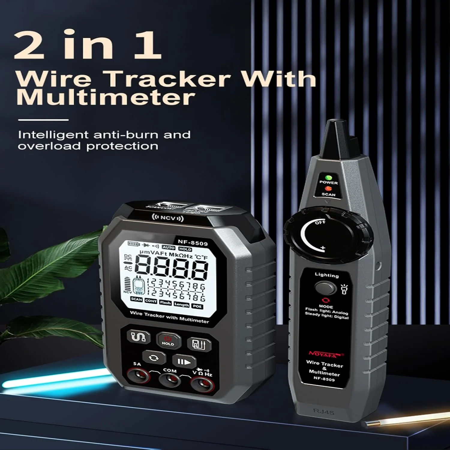 تستر کابل شبکه GeRRiT (همراه با مولتی متر)، تست POE/RJ45 RJ11 CAT5 CAT6 LAN/Ethernet، تستر شبکه TDR ضد تداخل