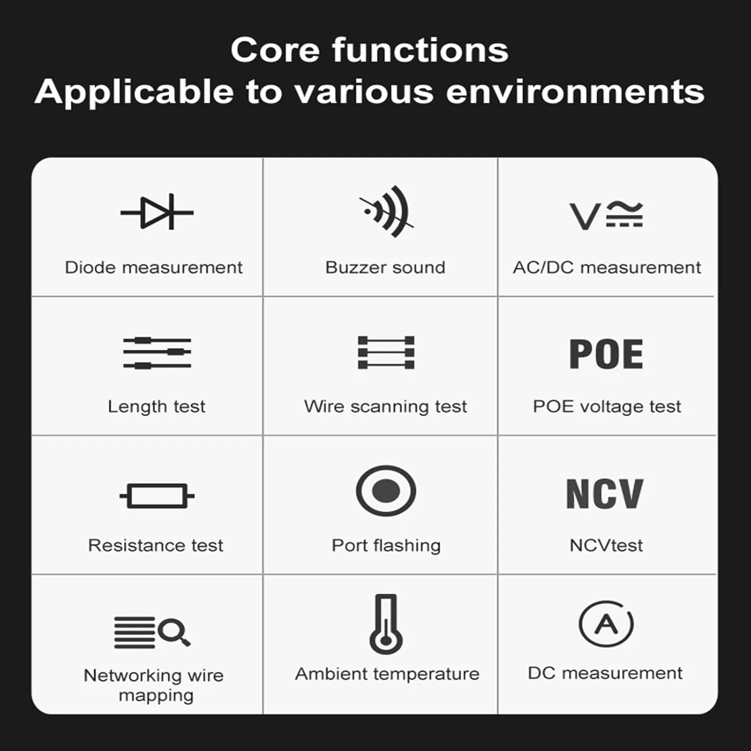 تستر کابل شبکه GeRRiT (همراه با مولتی متر)، تست POE/RJ45 RJ11 CAT5 CAT6 LAN/Ethernet، تستر شبکه TDR ضد تداخل