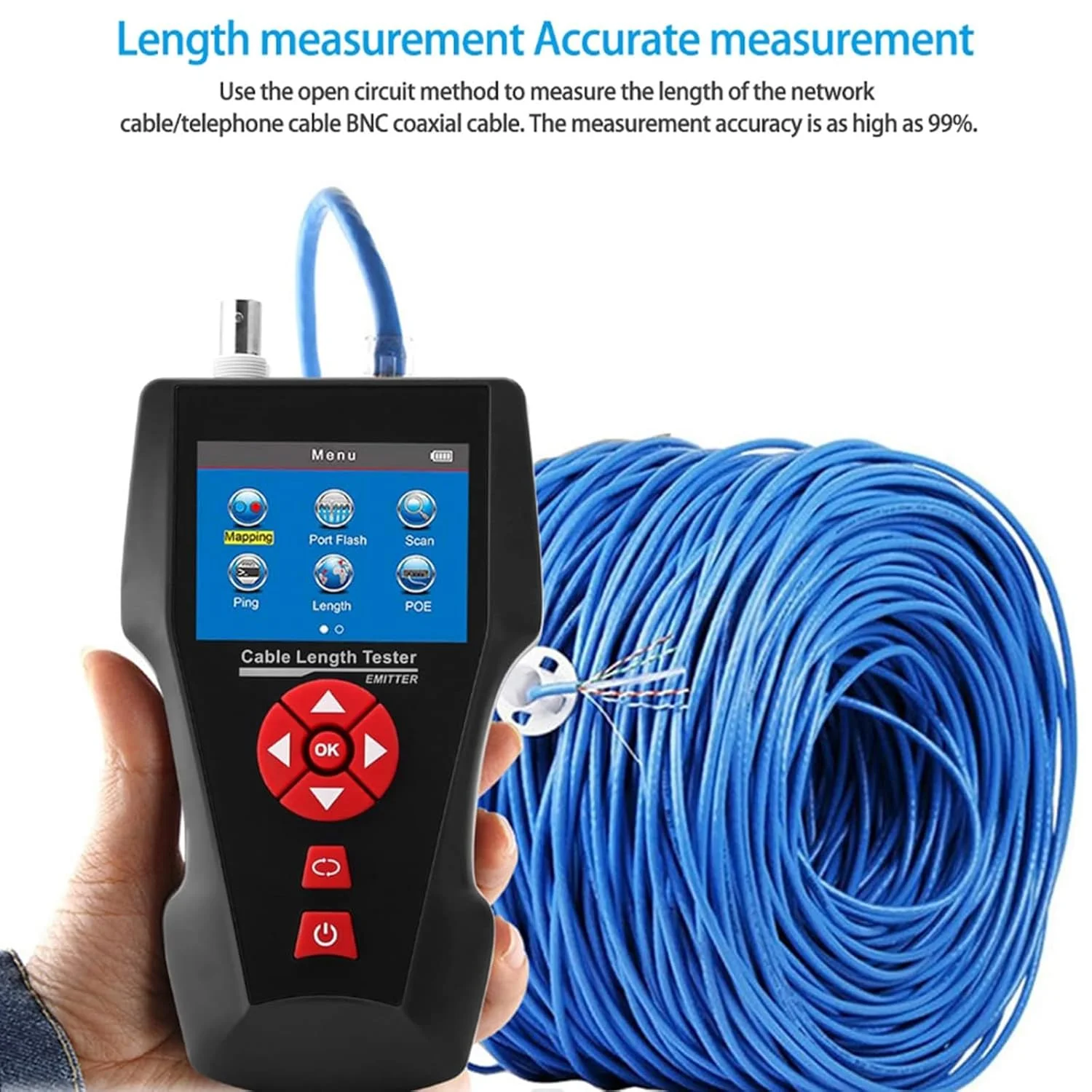 تستر کابل شبکه چند منظوره GeRRiT RJ45 RJ11 BNC POE PING ردیاب کابل سیم شبکه تست تداخل