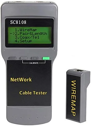 تستر کابل شبکه بی سیم قابل حمل SC8108 LCD دیجیتال برای تست کابل شبکه کامپیوتر، تلفن، CAT5 RJ45 (خاکستری) لوازم جانبی شبکه
