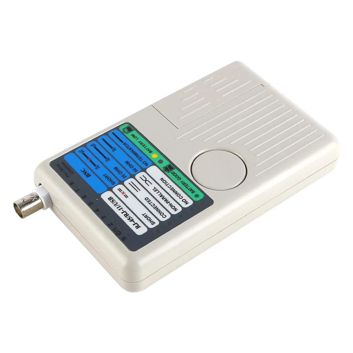 تستر کابل شبکه قابل حمل 4 در 1 Gorise مدل Rj11 Rj45 Usb Bnc Lan برای کابل های Utp/Stp ردیاب خط با تست از راه دور آلارم کم باتری کیف حمل (بدون باتری)