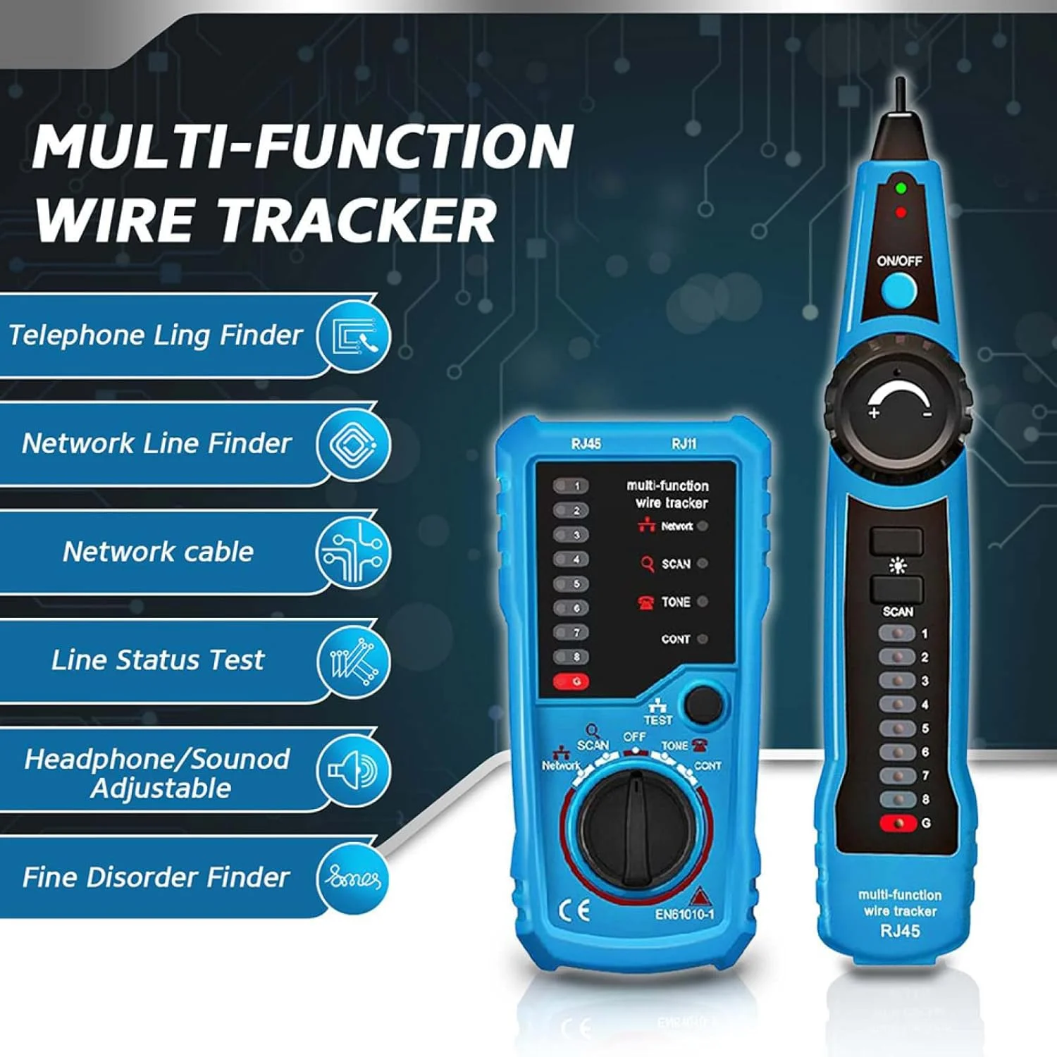 ردیاب سیم، ردیاب سیم چند منظوره، تستر خط تلفن، تستر اترنت LAN برای مرتب سازی کابل شبکه، بررسی تداوم
