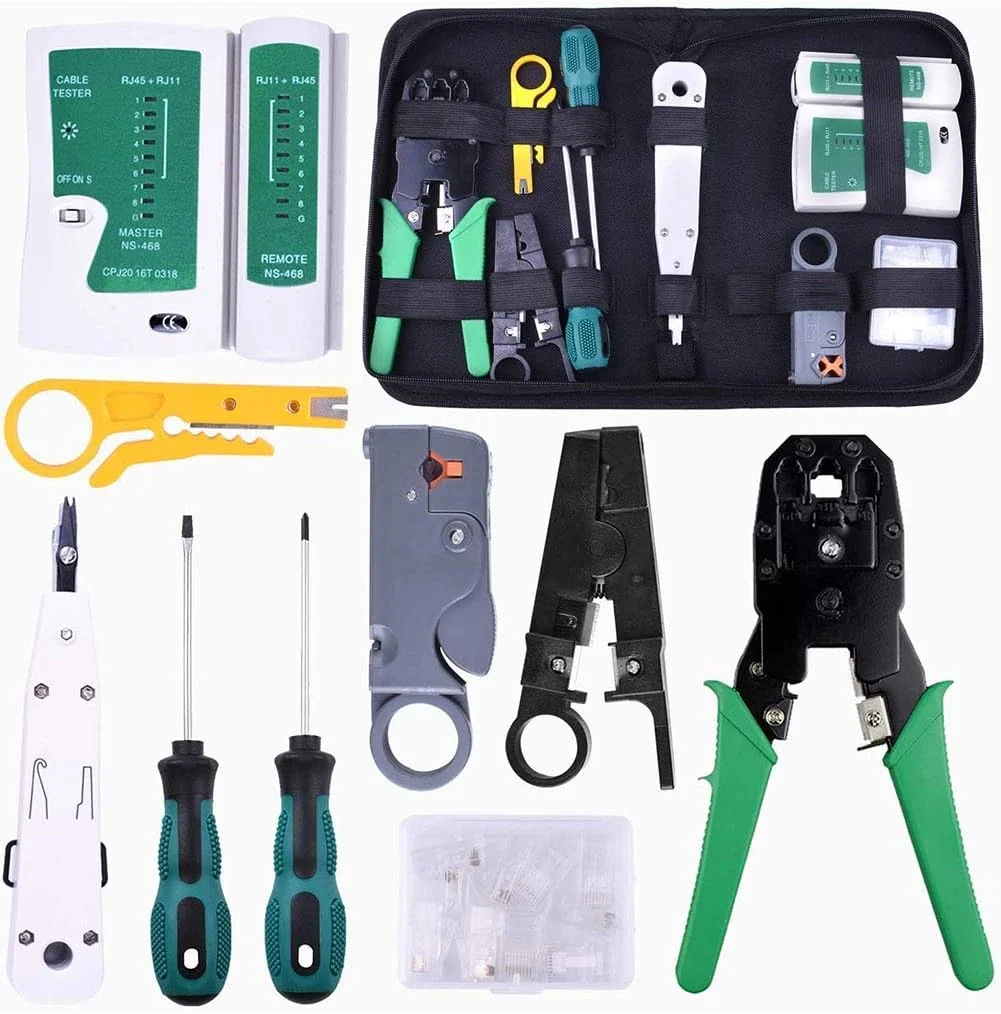 مجموعه ابزار تعمیرات کامپیوتر GZDodek 9 در 1، کیت تعمیر شبکه، ابزار تست کابل شبکه، مجموعه ابزار دستی