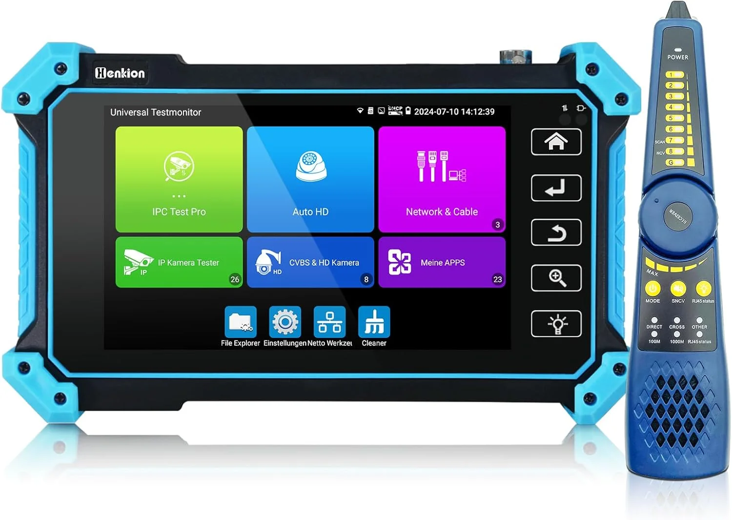 تستر دوربین مداربسته 5.4 اینچی Henkion IPC-5100C Plus - پشتیبانی از دوربین های IP با رزولوشن 4K 8MP AHD CVI TVI CVBS، ردیاب کابل، پشتیبانی از POE PTZ HDMI VGA WiFi RS485 RJ45