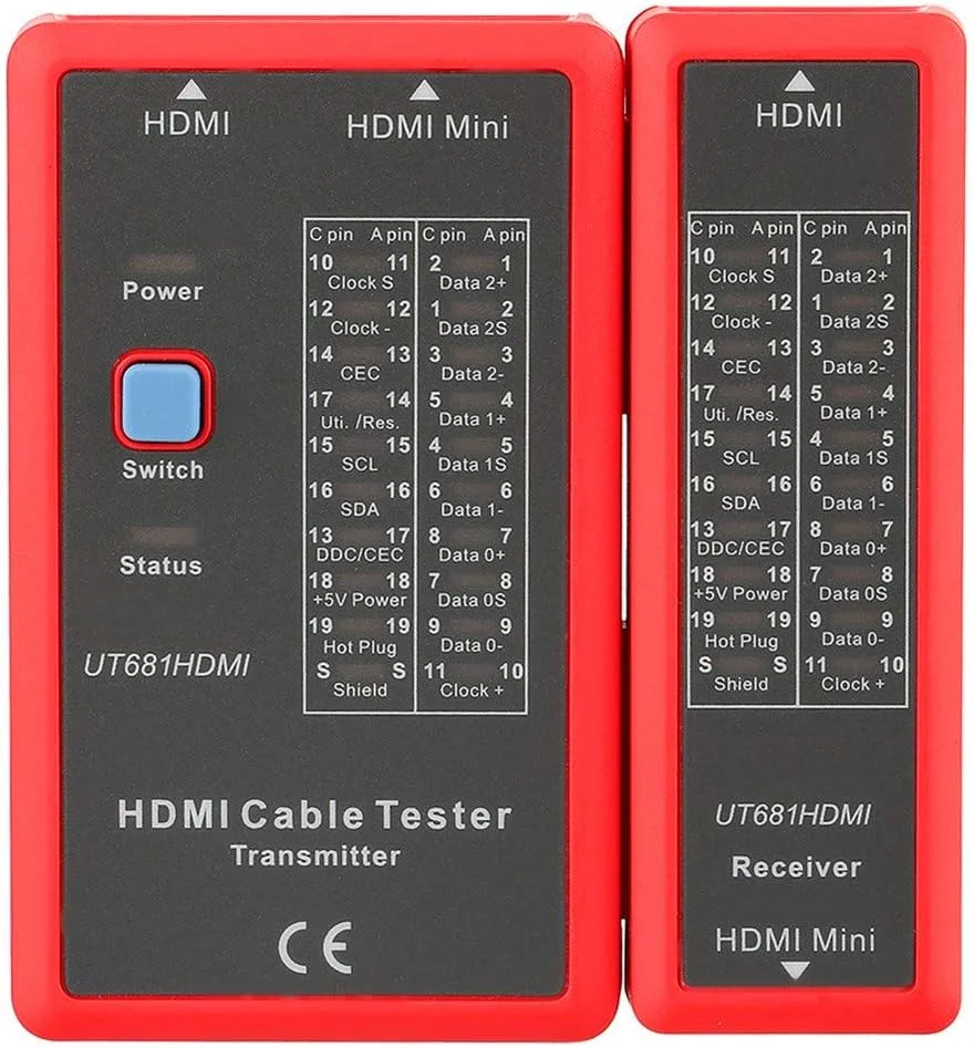 تستر کابل HDMI، تستر قابل حمل کابل با کیفیت بالا با 20 نشانگر LED برای بررسی اختلال، اتصال کوتاه، باز بودن، وضعیت متقاطع، تست تا 19 کابل