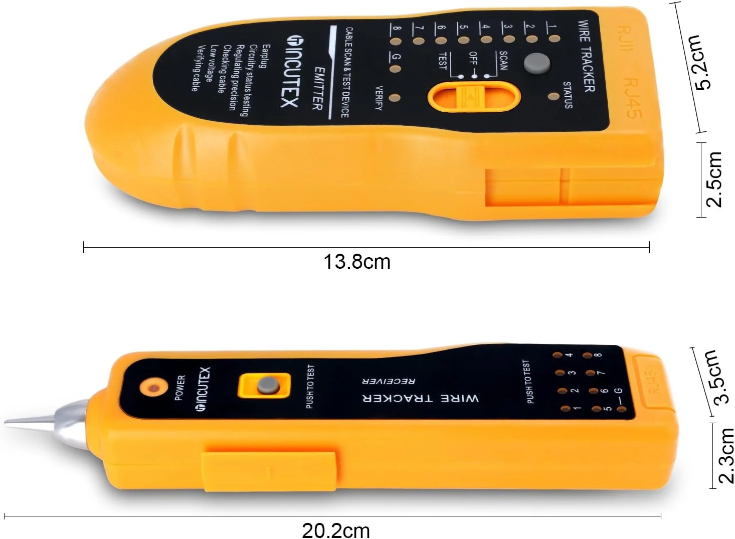 دستگاه ردیاب کابل Incutex LAN RJ45/RJ11 - ردیاب کابل، تستر کابل، تستر شبکه، تستر سیم تلفن