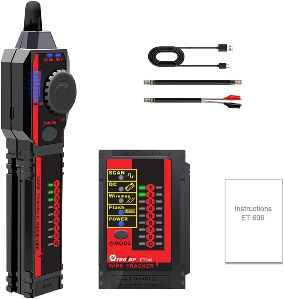 تستر کابل شبکه دستی Irovami ET606، بررسی وضعیت اتصال کابل، تست POE، تحمل ولتاژ 60 ولت، نشانگر کم بودن باتری، خاموش شدن خودکار