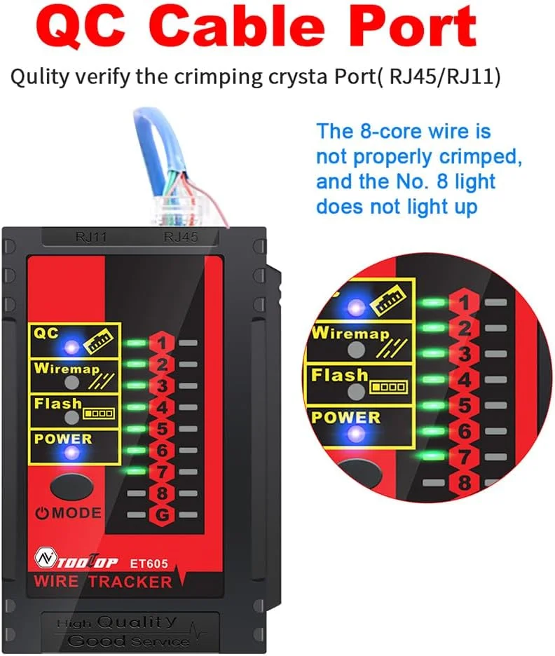 تستر پورت کابل Irovami ET605، بررسی کابل، تست سوئیچ، تست پلاریته POE، تحمل ولتاژ 60 ولت با نشانگر کم بودن باتری و عملکردهای خاموش شدن خودکار تستر پورت کابل Irovami ET605، بررسی کابل، تست سوئیچ، تست پلاریته POE، تحمل ولتاژ 60 ولت با نشانگر کم بودن باتری و عملکردهای خاموش شدن خودکار