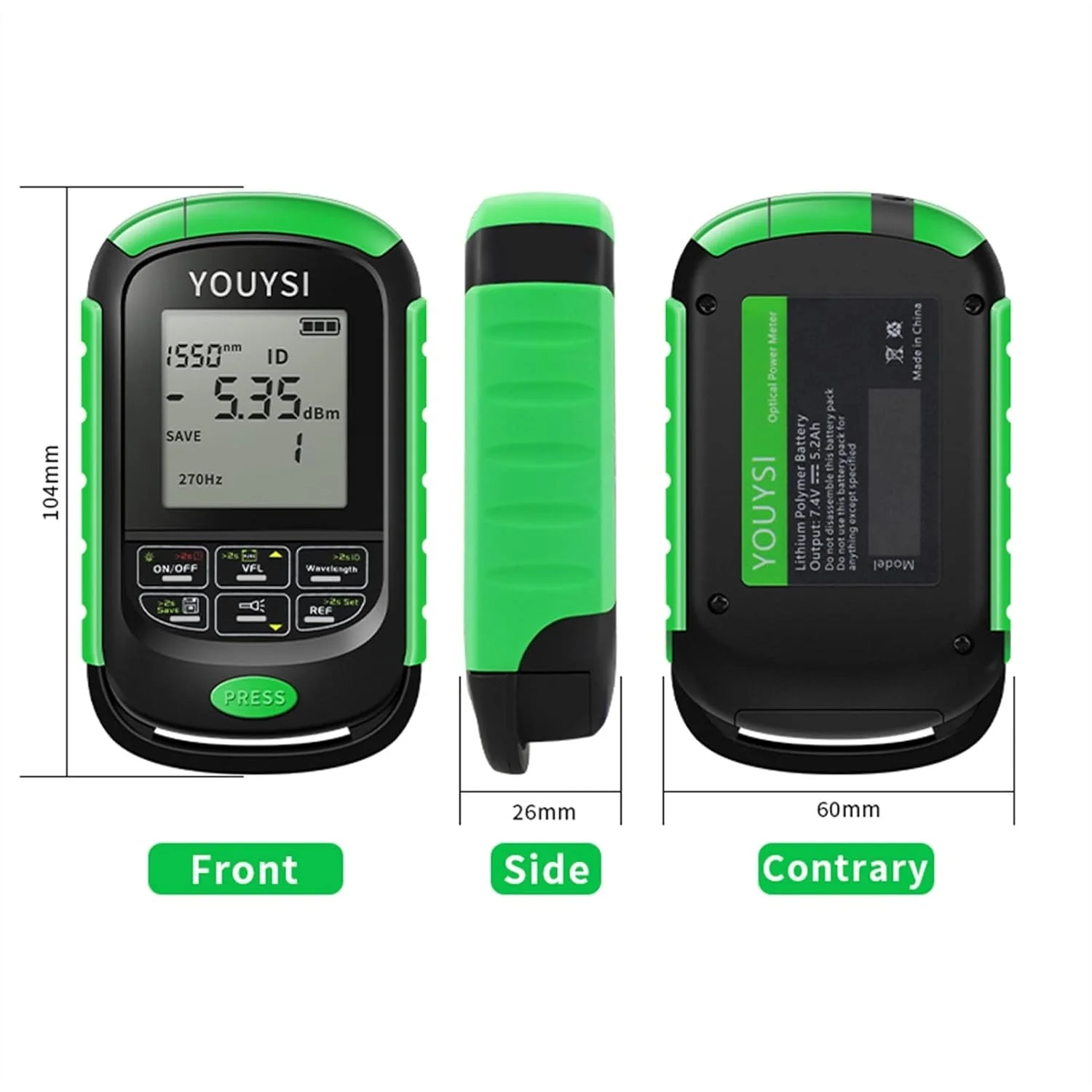 تستر فیبر نوری JACOJE 4in1 با باتری لیتیومی، پاور متر نوری، مسافت یاب بصری 5km 15km 30km VFL، تست کابل شبکه، تستر فیبر نوری با چراغ LED (رنگ: NC-15MW، سایز: A)