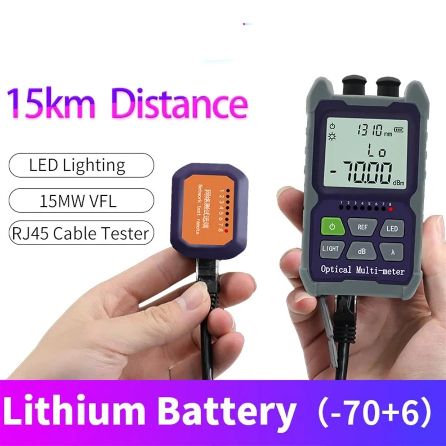 تستر فیبر نوری JACOJE مینی 4 در 1، دستگاه یکپارچه نور قرمز با دقت بالا، یاب عیب بصری، تست کابل شبکه 5 کیلومتر 15 کیلومتر 30 کیلومتر (رنگ: OP50CP-TV30، سایز: A)