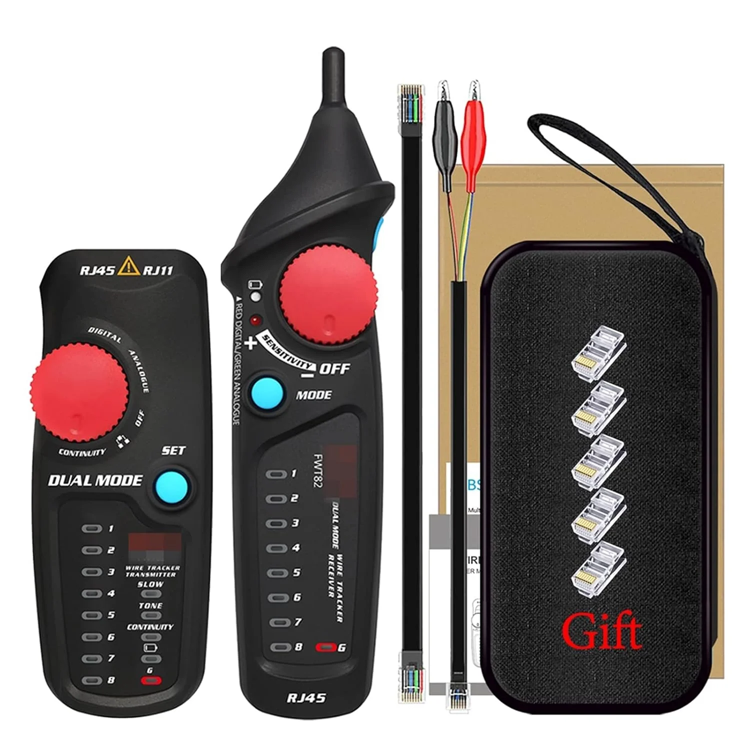 تستر کابل شبکه JACOJE، ردیاب کابل شبکه، تستر سیم حرفه ای RJ45 RJ11 تلفن، ردیاب اترنت LAN (رنگ: جعبه ابزار A)